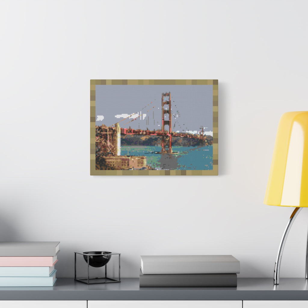 Golden Gate Bridge Pixel-Style Matte Canvas Print