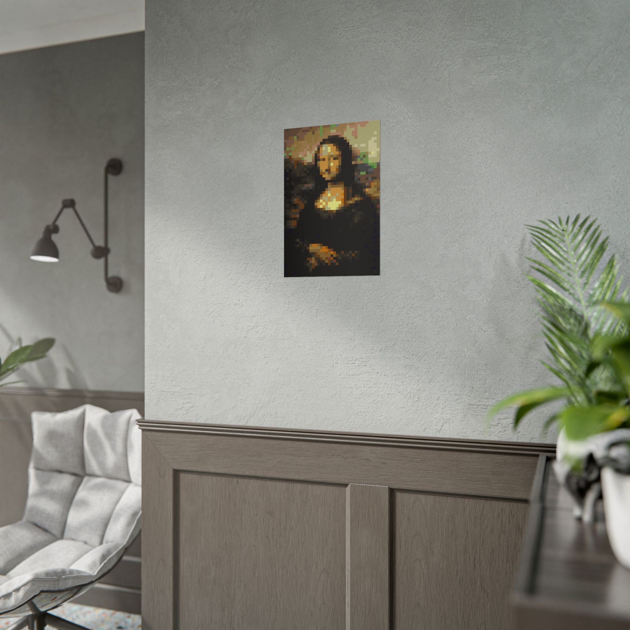 Mona Lisa Pixel-Style Rolled Art Print