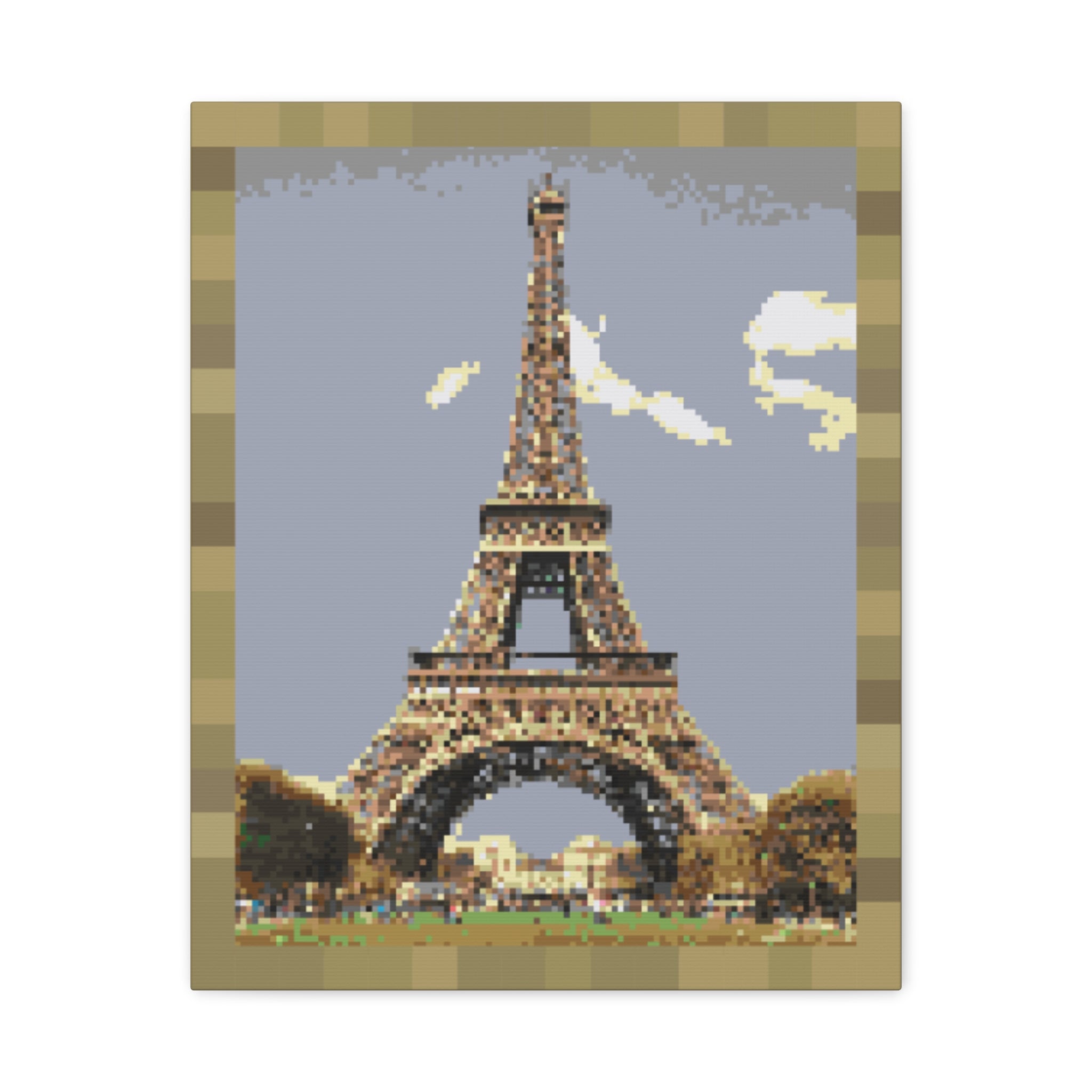 Eiffel Tower Pixel-Style Matte Canvas Print