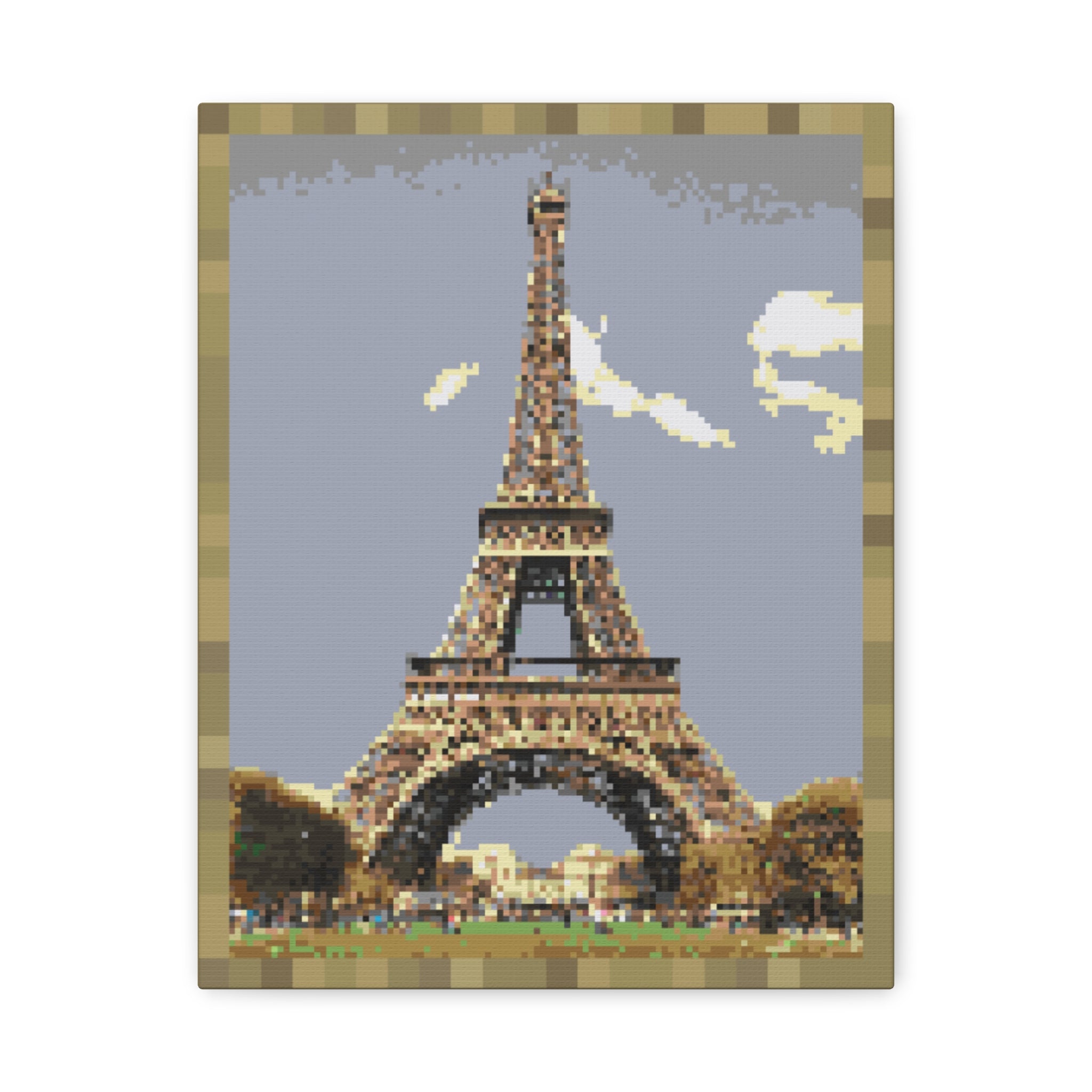 Eiffel Tower Pixel-Style Matte Canvas Print