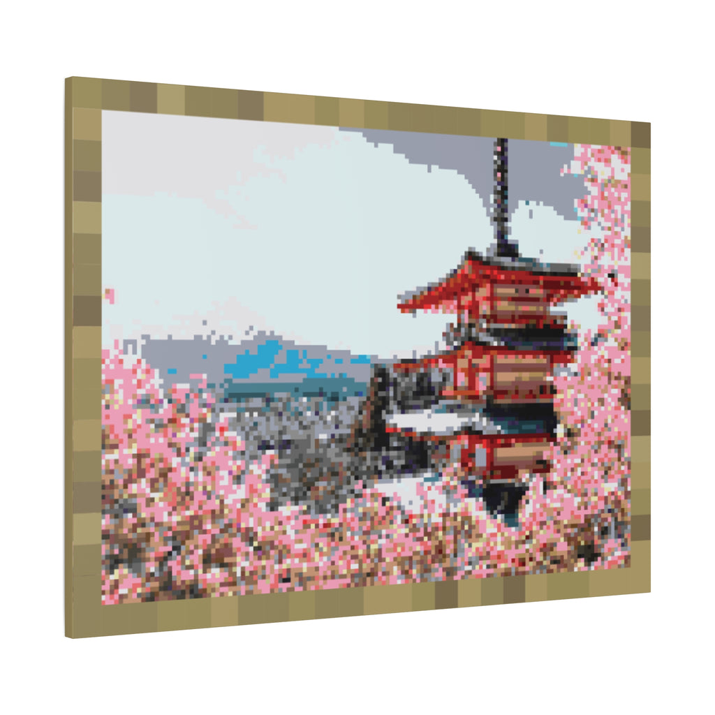 Japanese Cherry Blossom Name Pixel-Style Matte Canvas Print