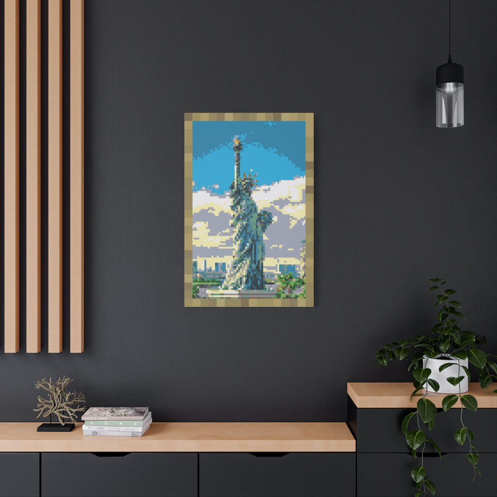 Statue of Liberty Pixel-Style Matte Canvas Print