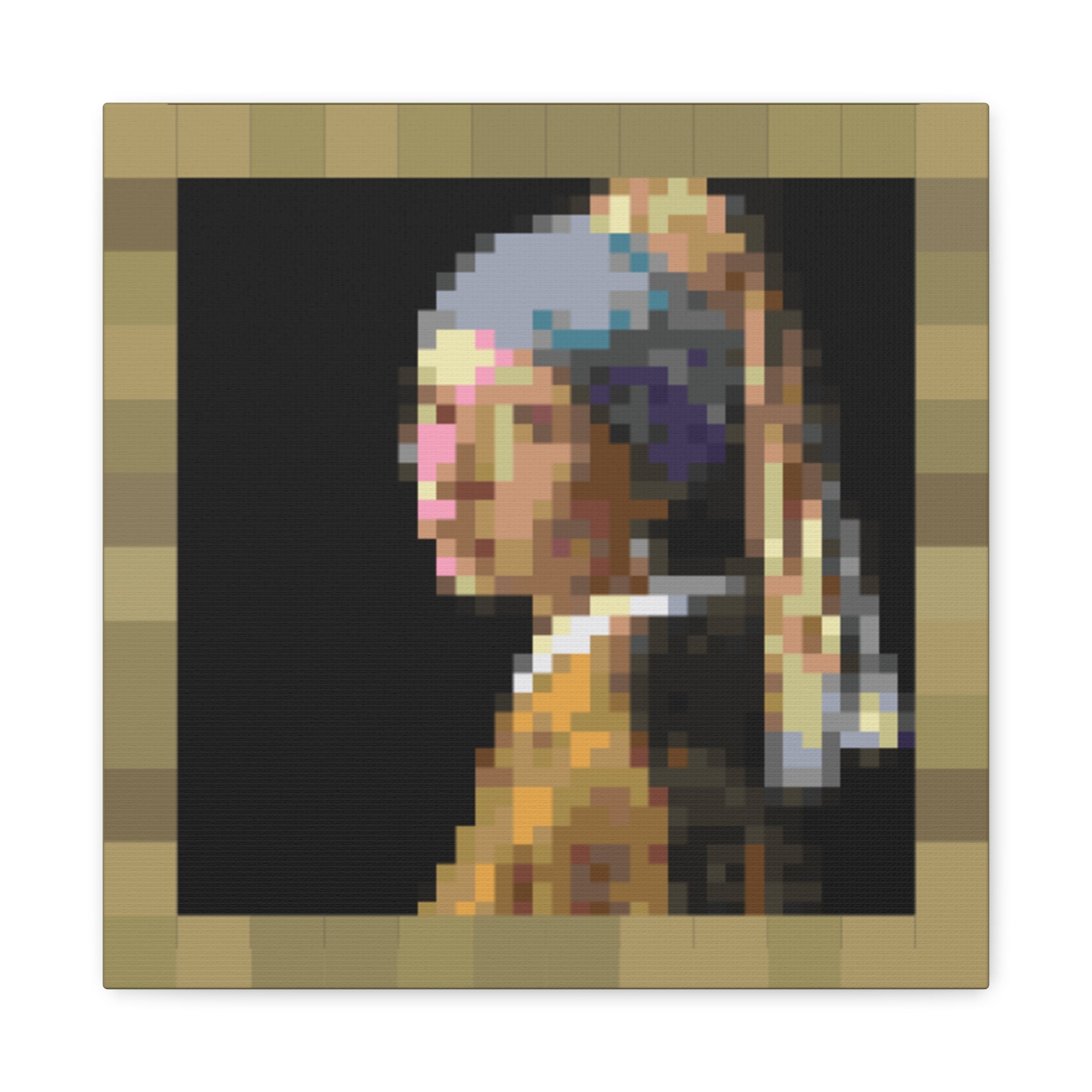 Girl with a Pearl Earring Pixel-Style Matte Canvas Print