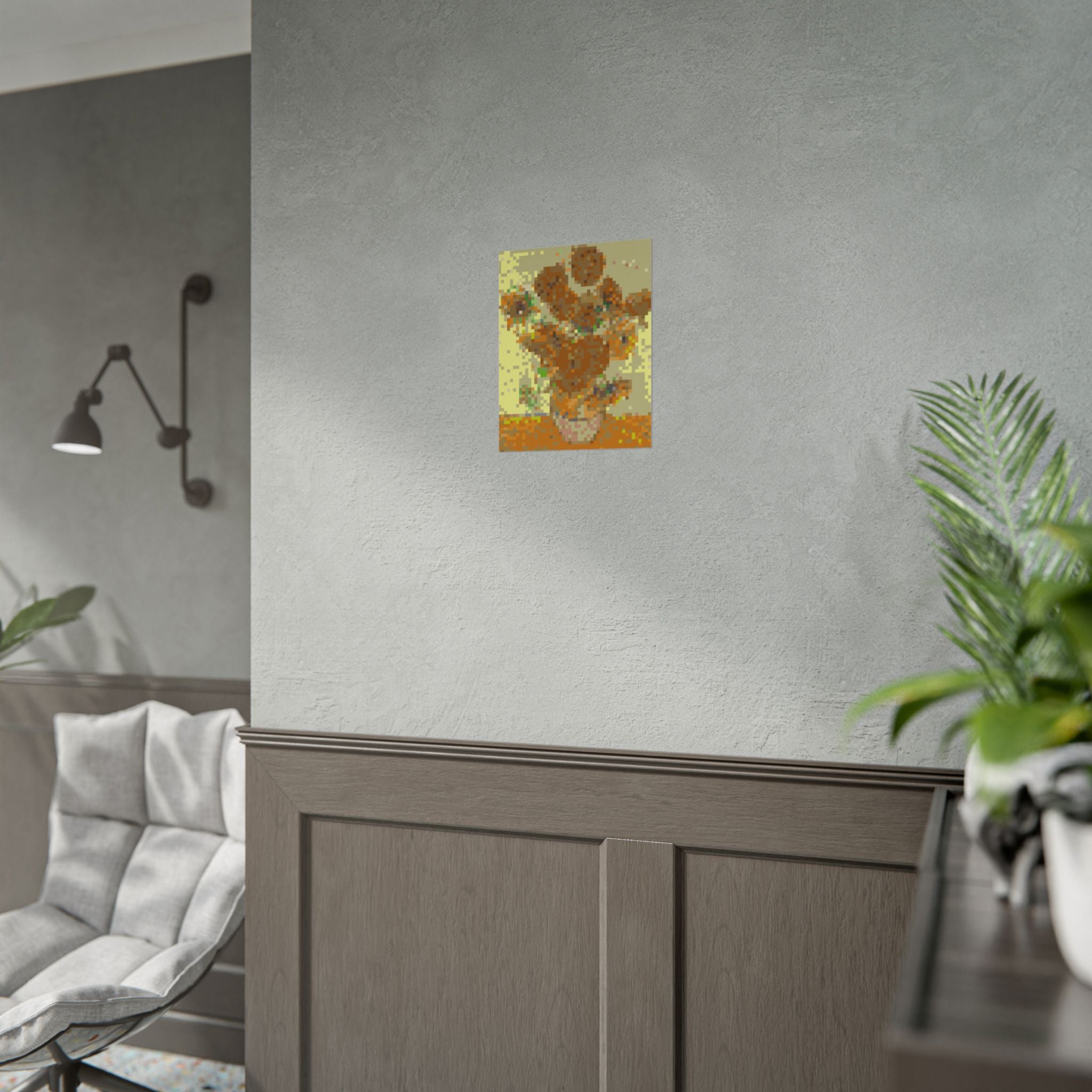 Sunflowers Pixel-Style Rolled Art Print