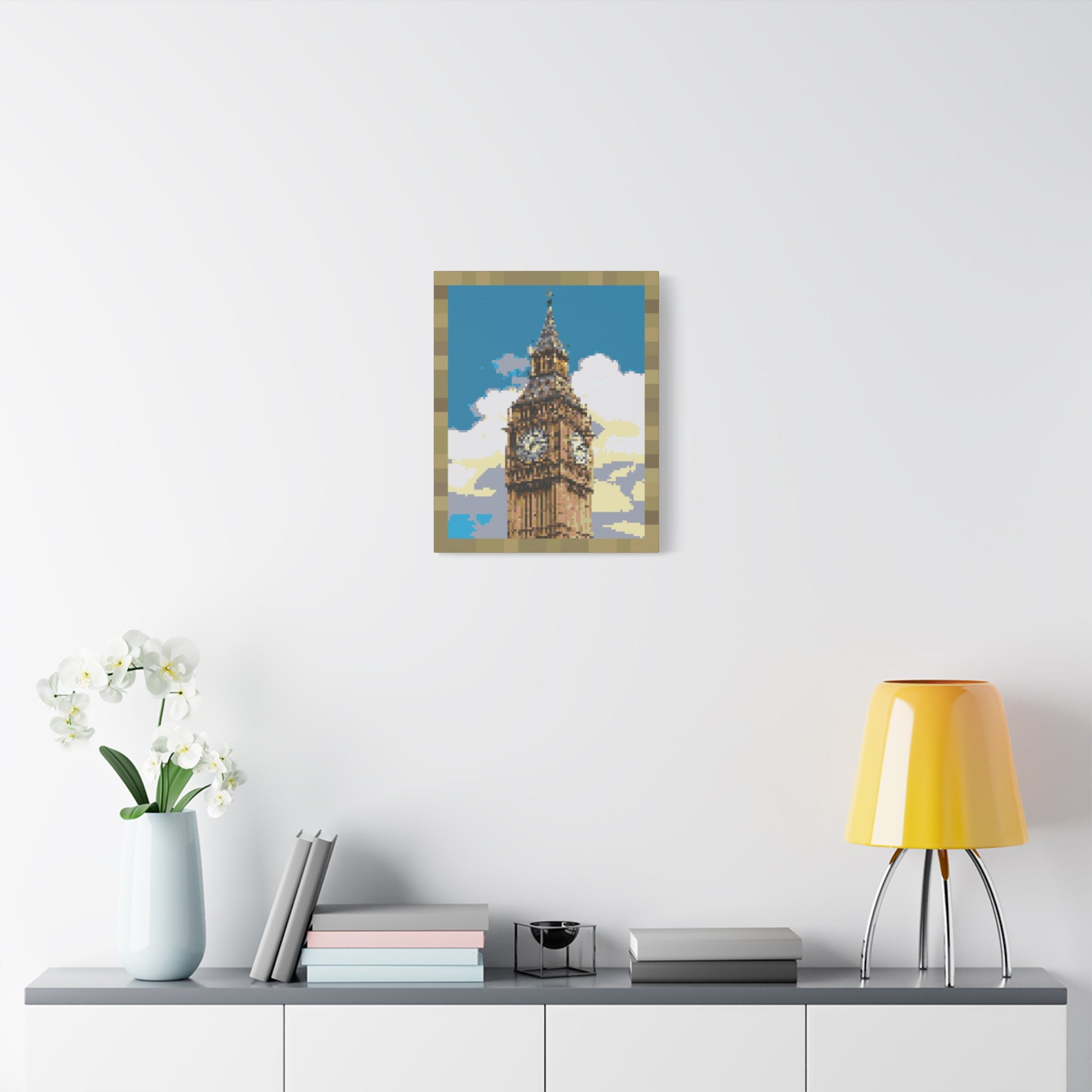Big Ben Pixel-Style Matte Canvas Print