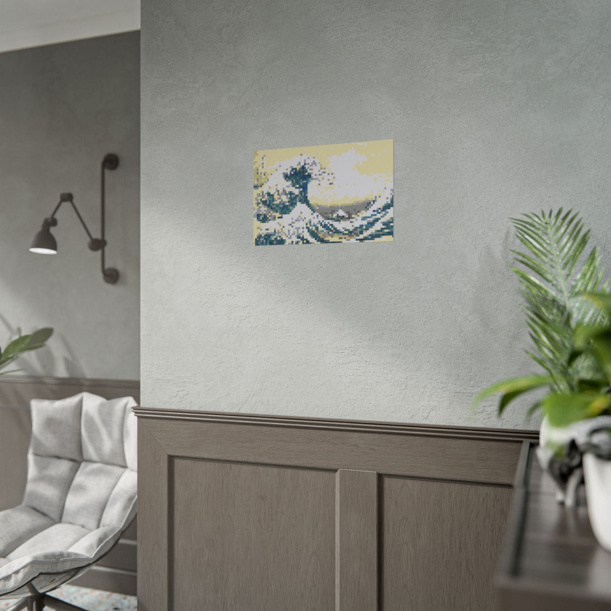The Great Wave Pixel-Style Rolled Art Print