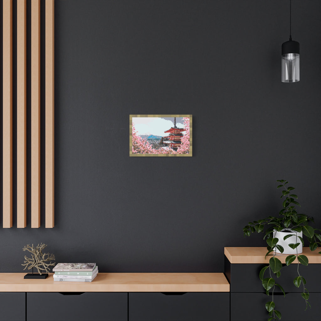 Japanese Cherry Blossom Name Pixel-Style Matte Canvas Print