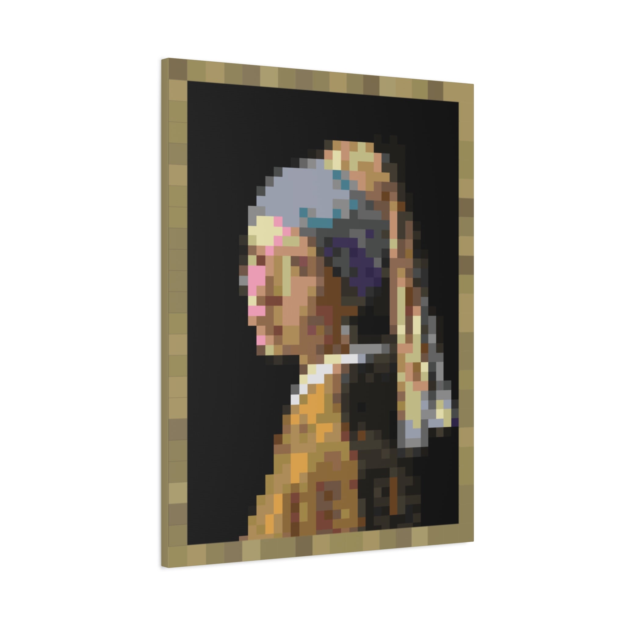 Girl with a Pearl Earring Pixel-Style Matte Canvas Print