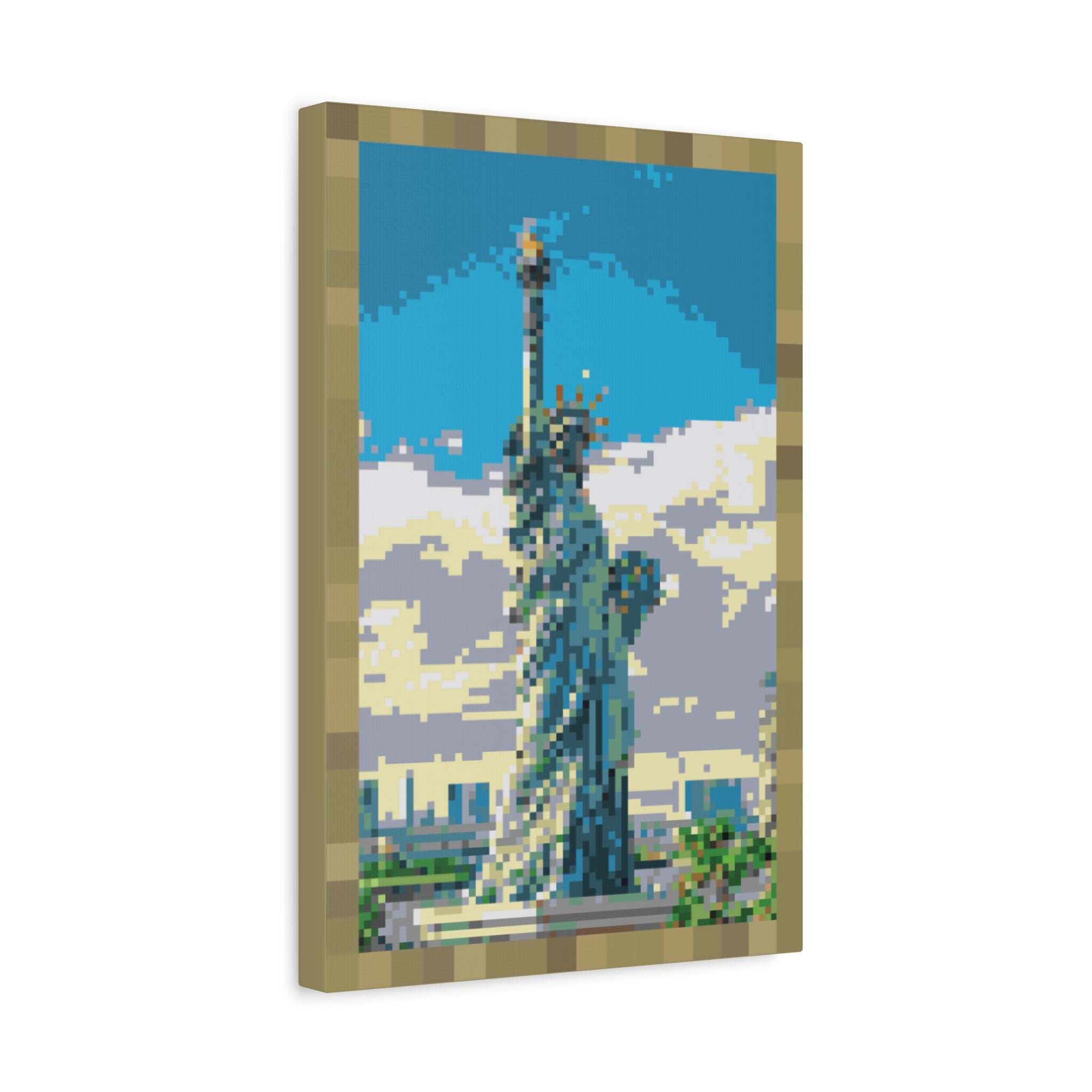 Statue of Liberty Pixel-Style Matte Canvas Print