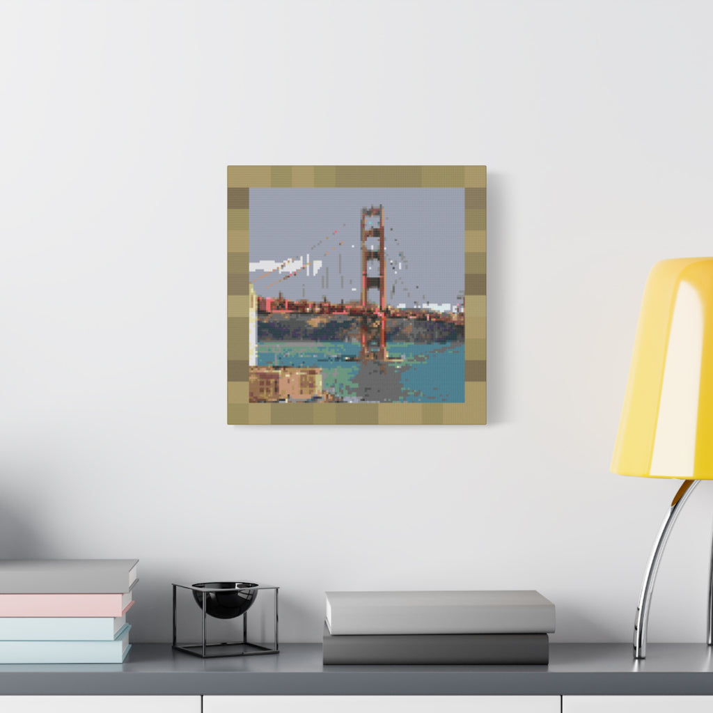 Golden Gate Bridge Pixel-Style Matte Canvas Print