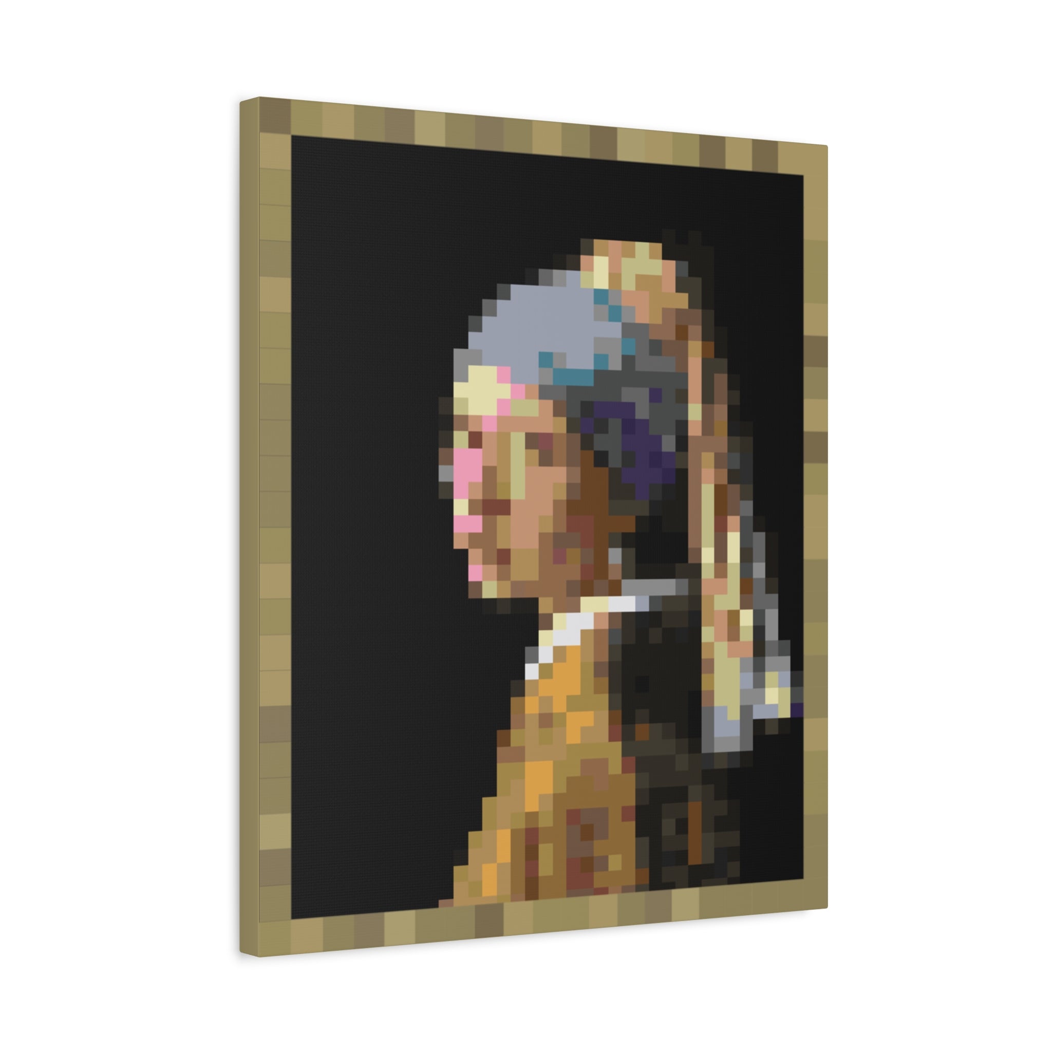 Girl with a Pearl Earring Pixel-Style Matte Canvas Print