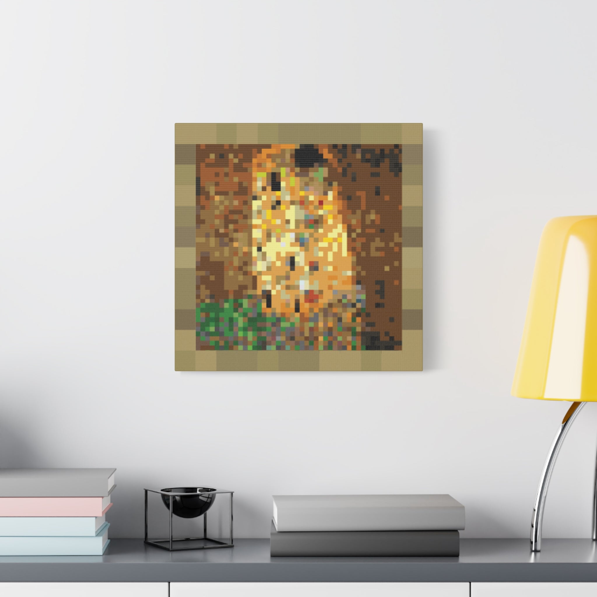 The Kiss Pixel-Style Matte Canvas Print