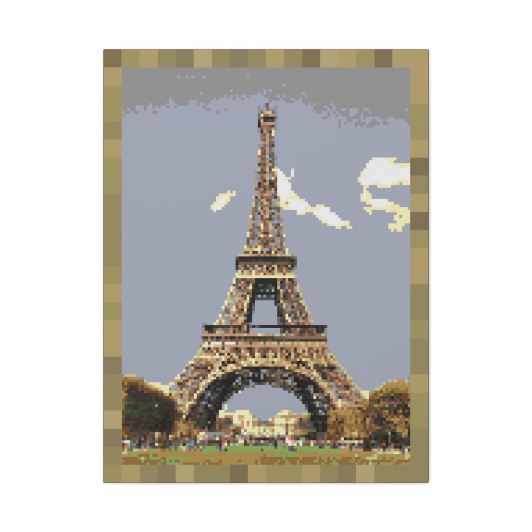 Eiffel Tower Pixel-Style Matte Canvas Print