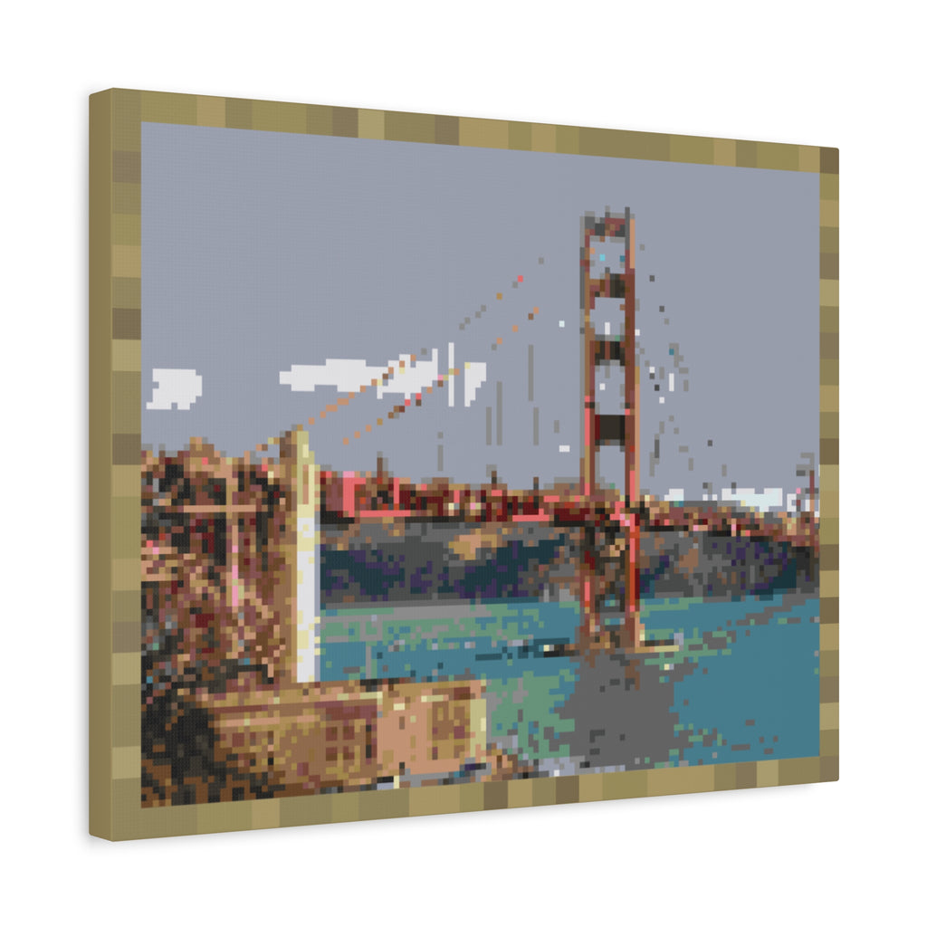 Golden Gate Bridge Pixel-Style Matte Canvas Print