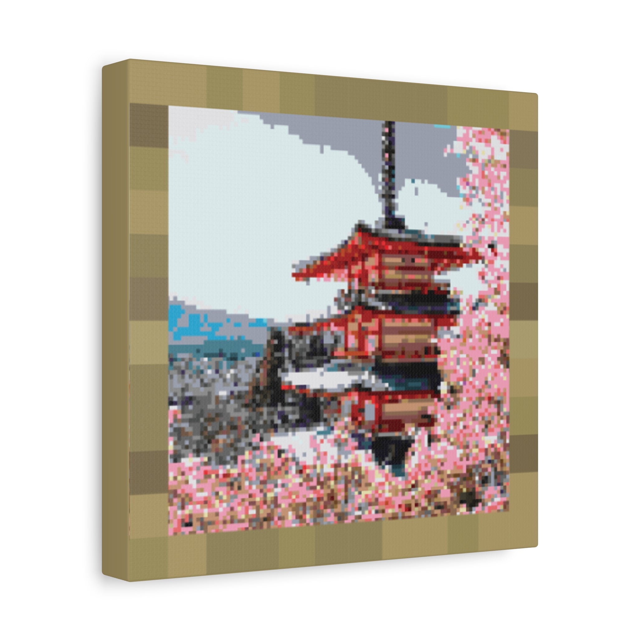 Japanese Cherry Blossom Name Pixel-Style Matte Canvas Print