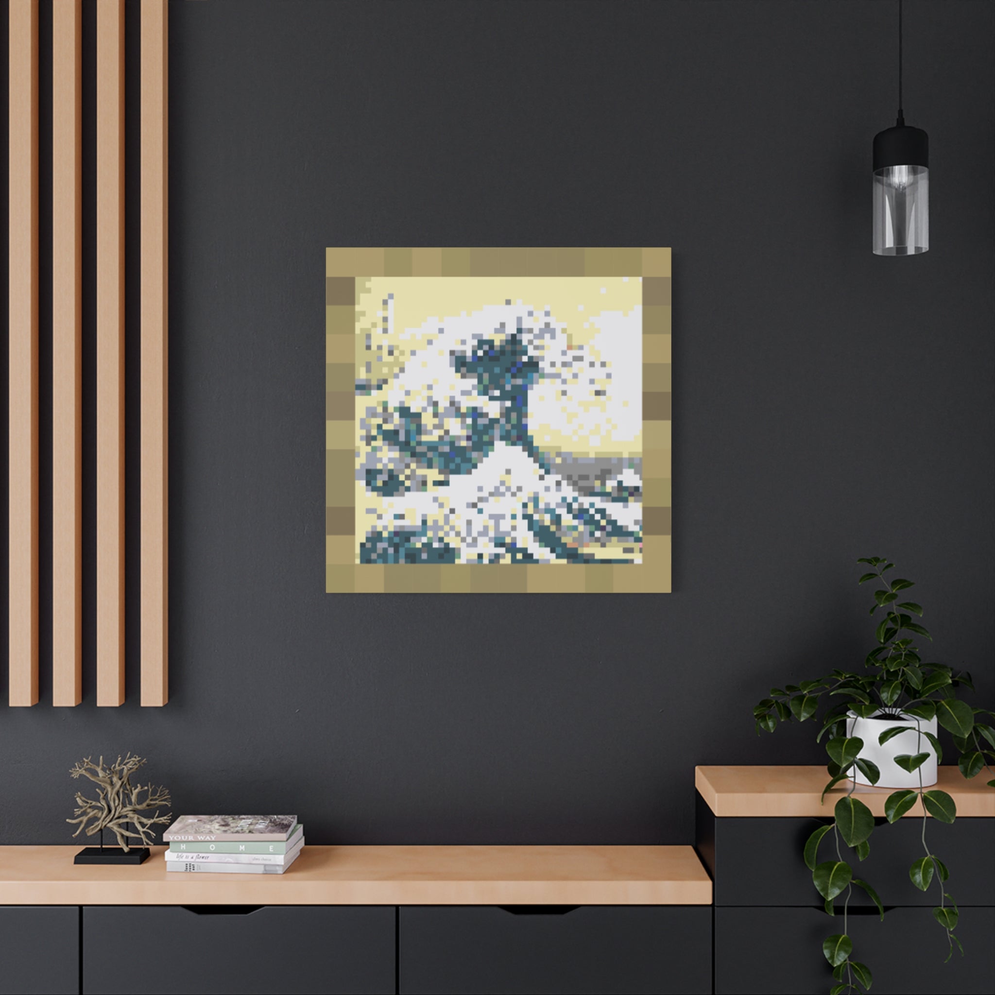 The Great Wave Pixel-Style Matte Canvas Print