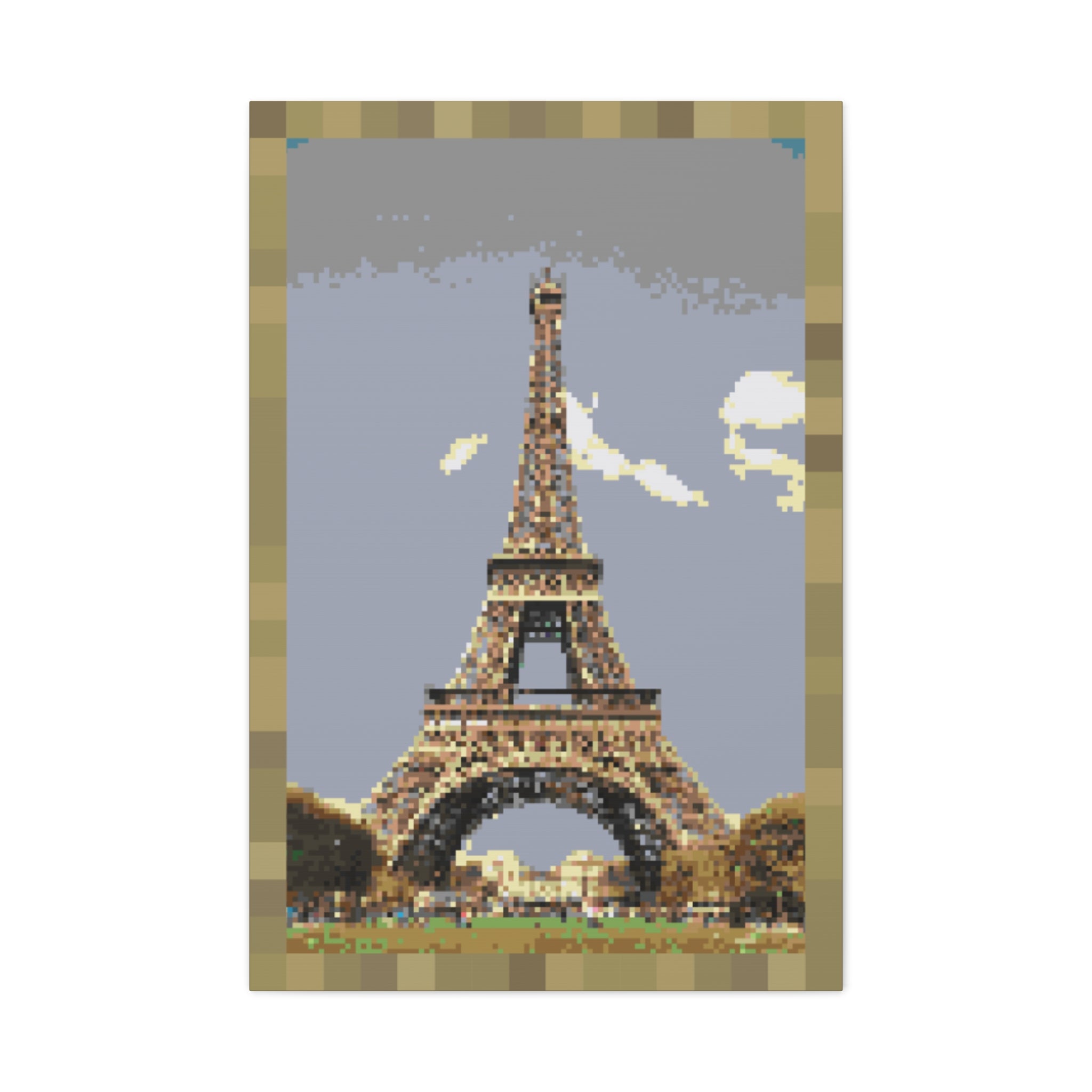 Eiffel Tower Pixel-Style Matte Canvas Print