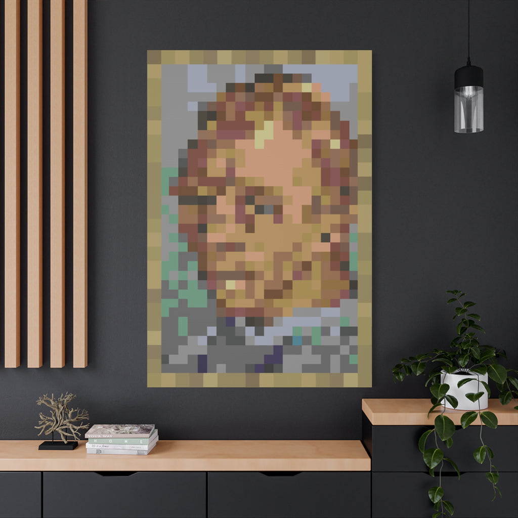 L'artiste Sans Barbe Pixel-Style Matte Canvas Print