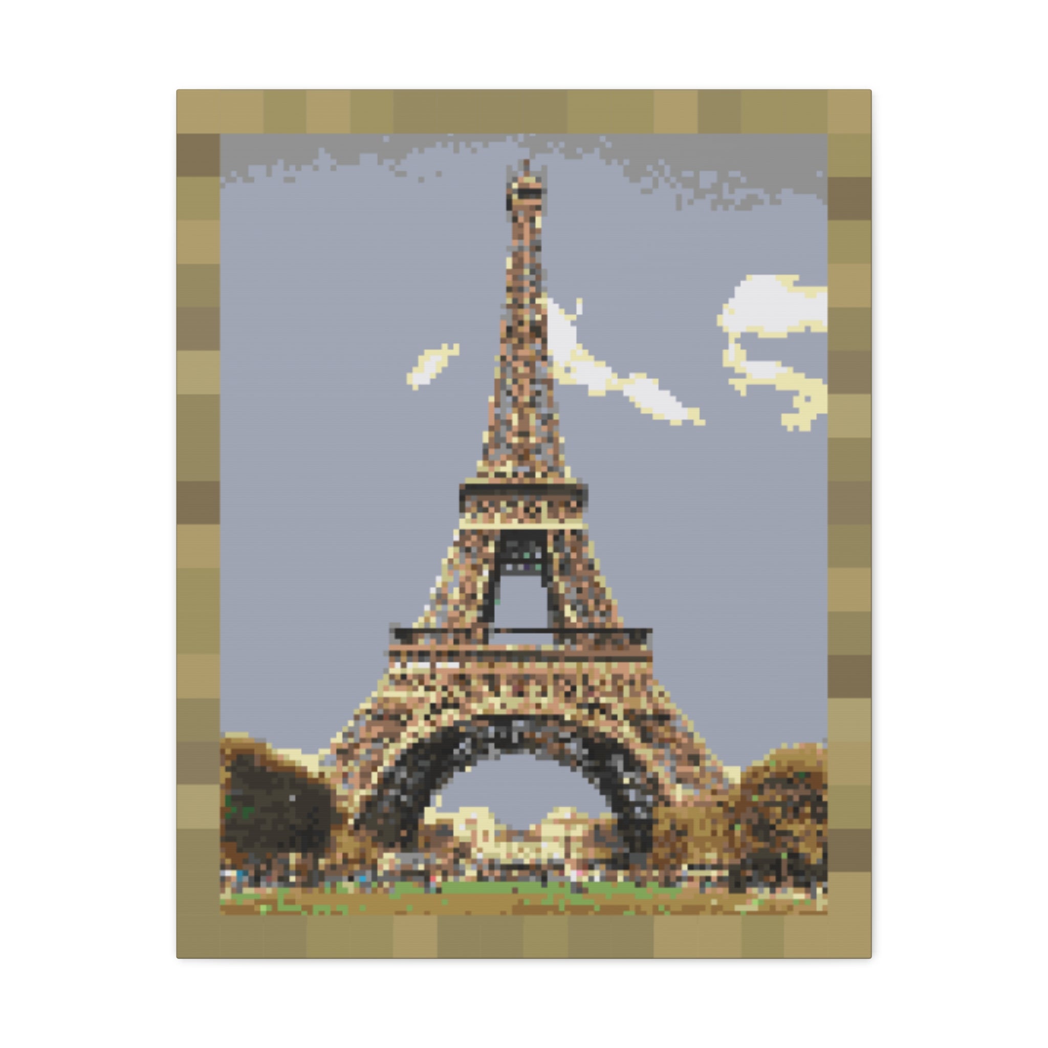 Eiffel Tower Pixel-Style Matte Canvas Print