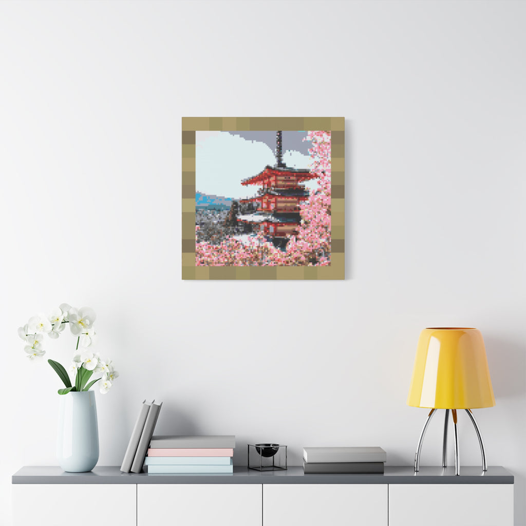Japanese Cherry Blossom Name Pixel-Style Matte Canvas Print