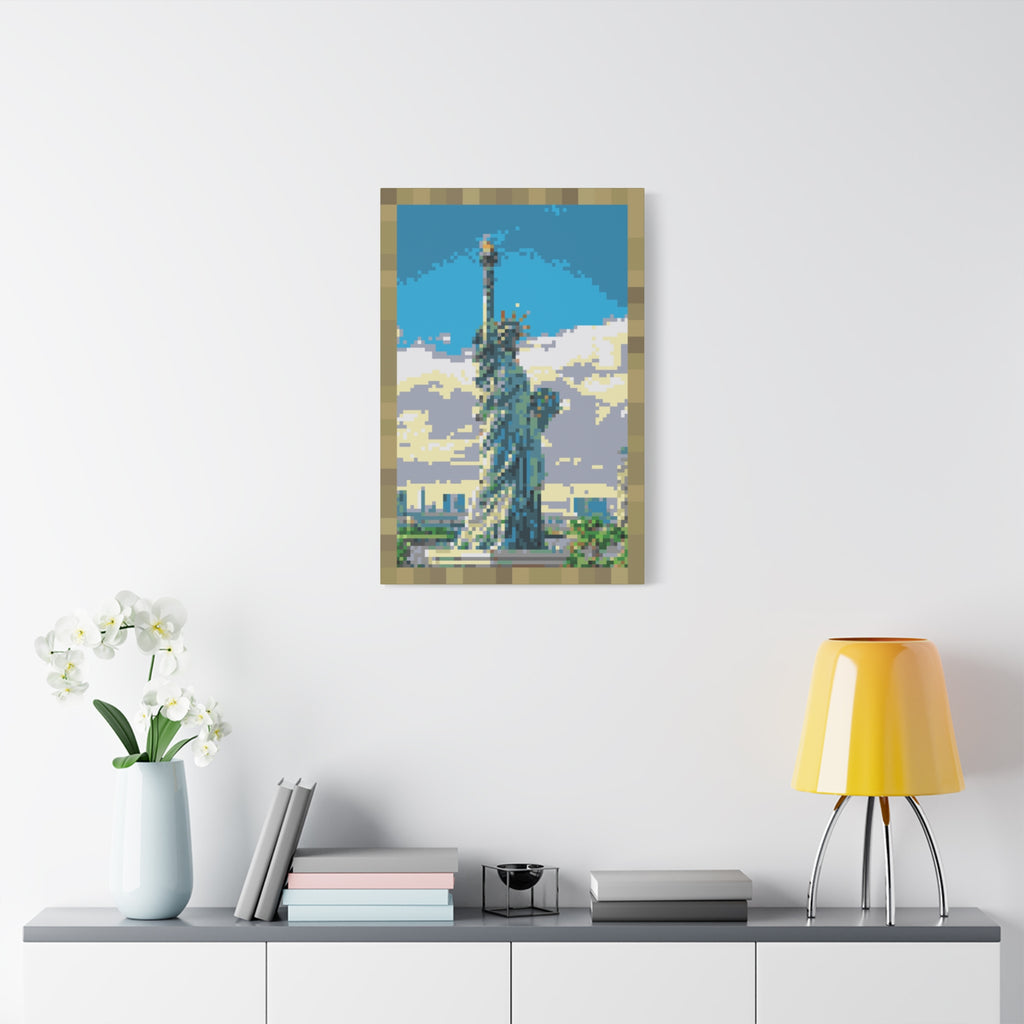 Statue of Liberty Pixel-Style Matte Canvas Print