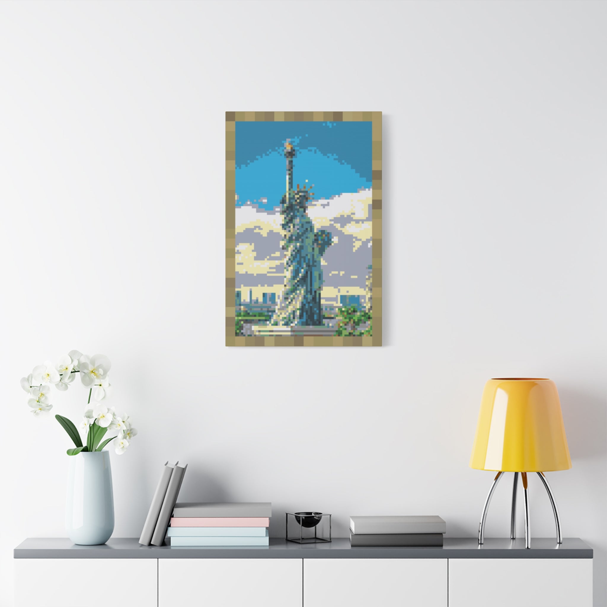 Statue of Liberty Pixel-Style Matte Canvas Print