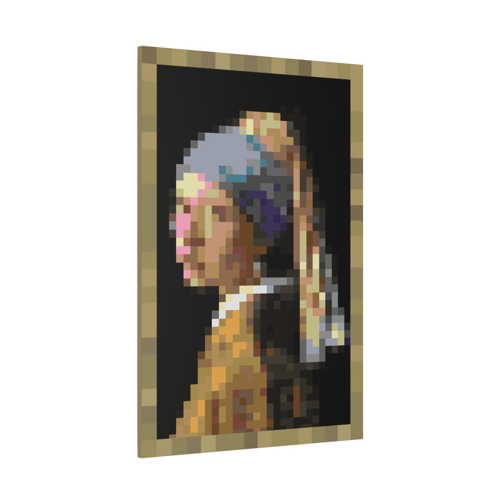 Girl with a Pearl Earring Pixel-Style Matte Canvas Print