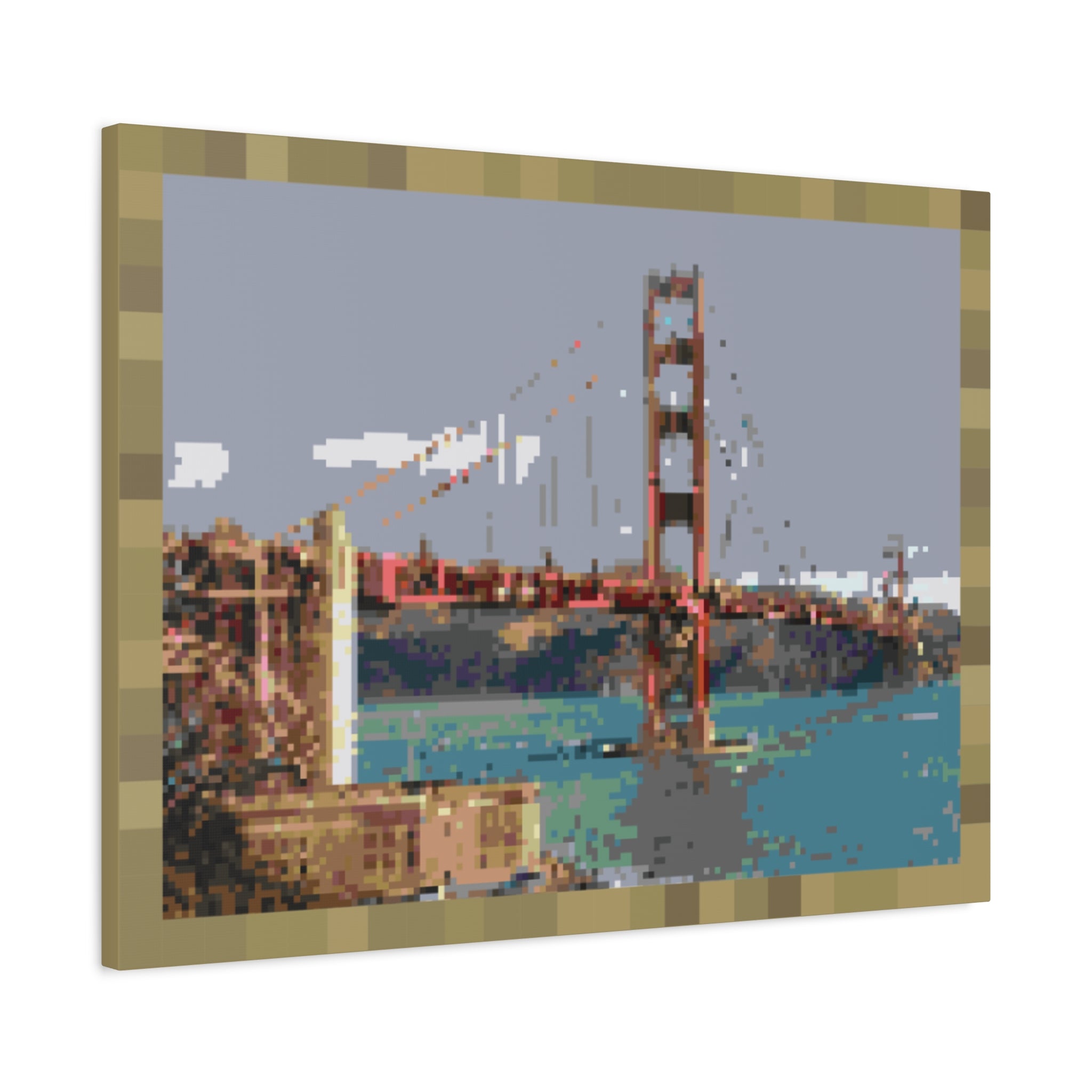 Golden Gate Bridge Pixel-Style Matte Canvas Print
