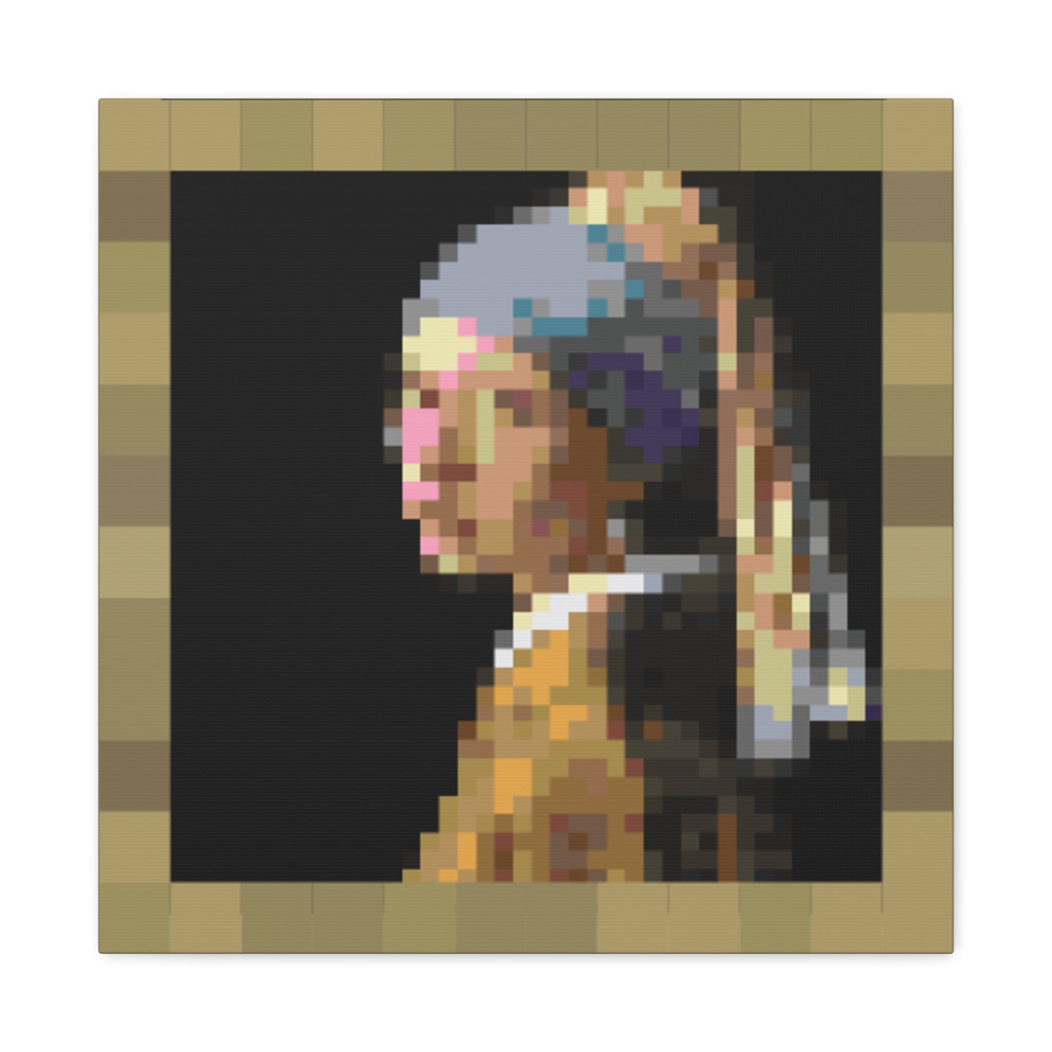 Girl with a Pearl Earring Pixel-Style Matte Canvas Print