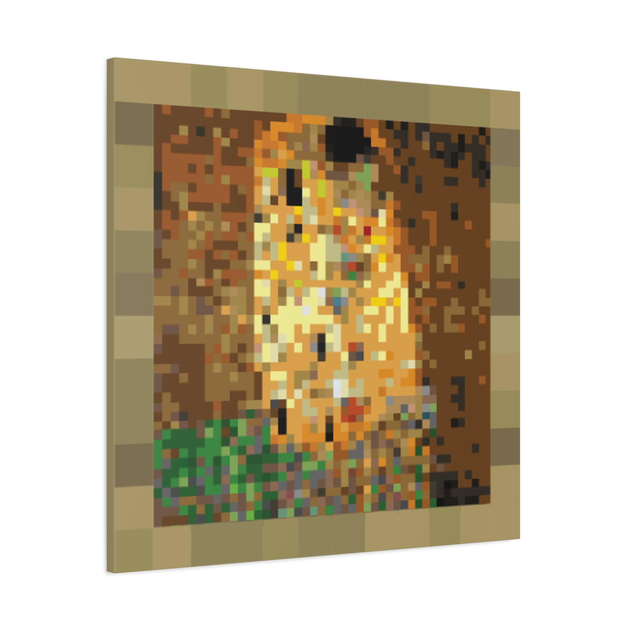 The Kiss Pixel-Style Matte Canvas Print