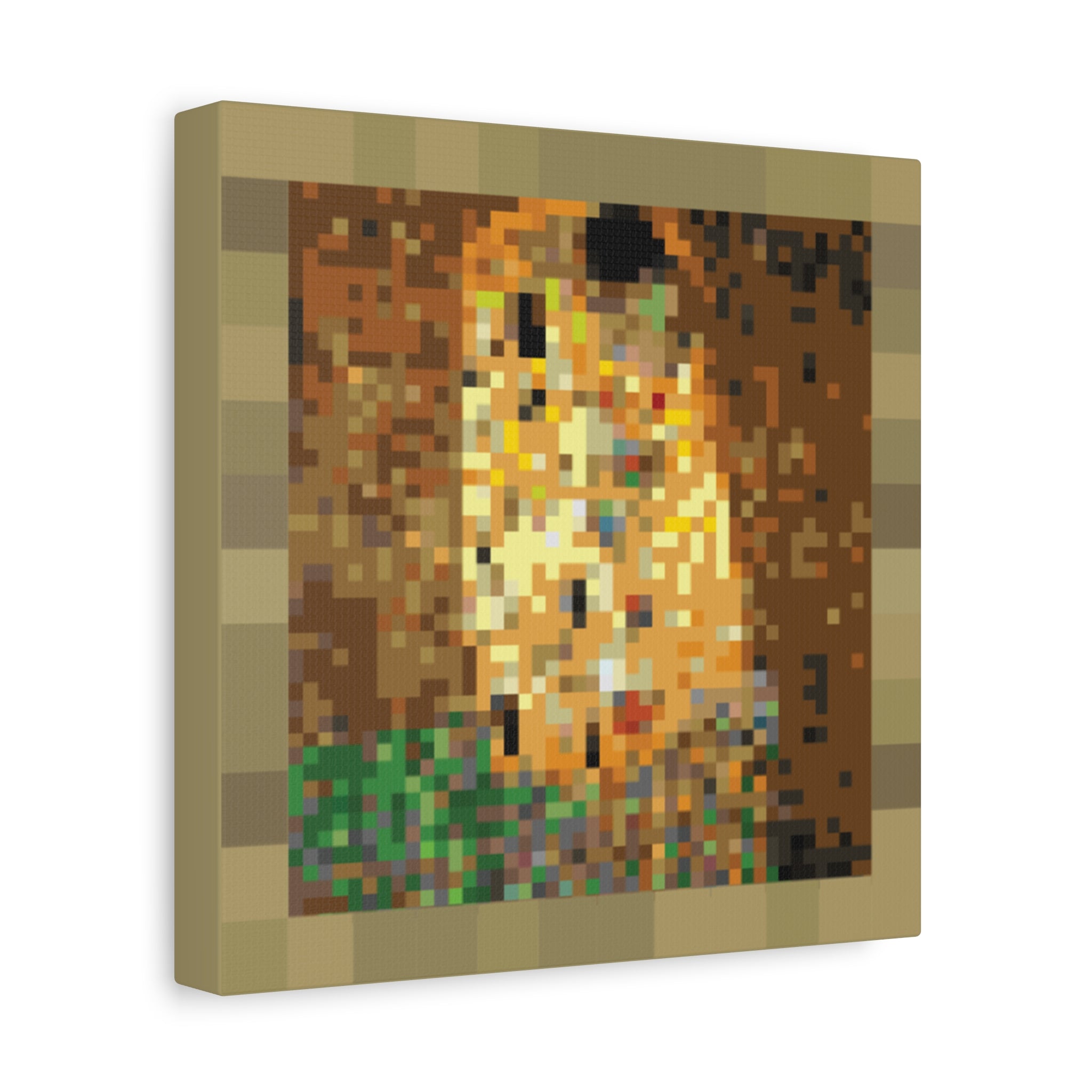 The Kiss Pixel-Style Matte Canvas Print