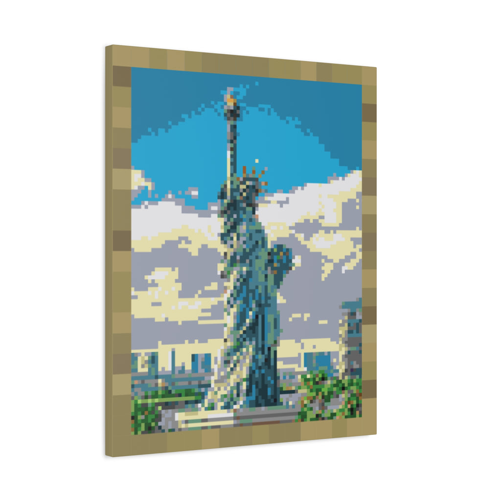 Statue of Liberty Pixel-Style Matte Canvas Print