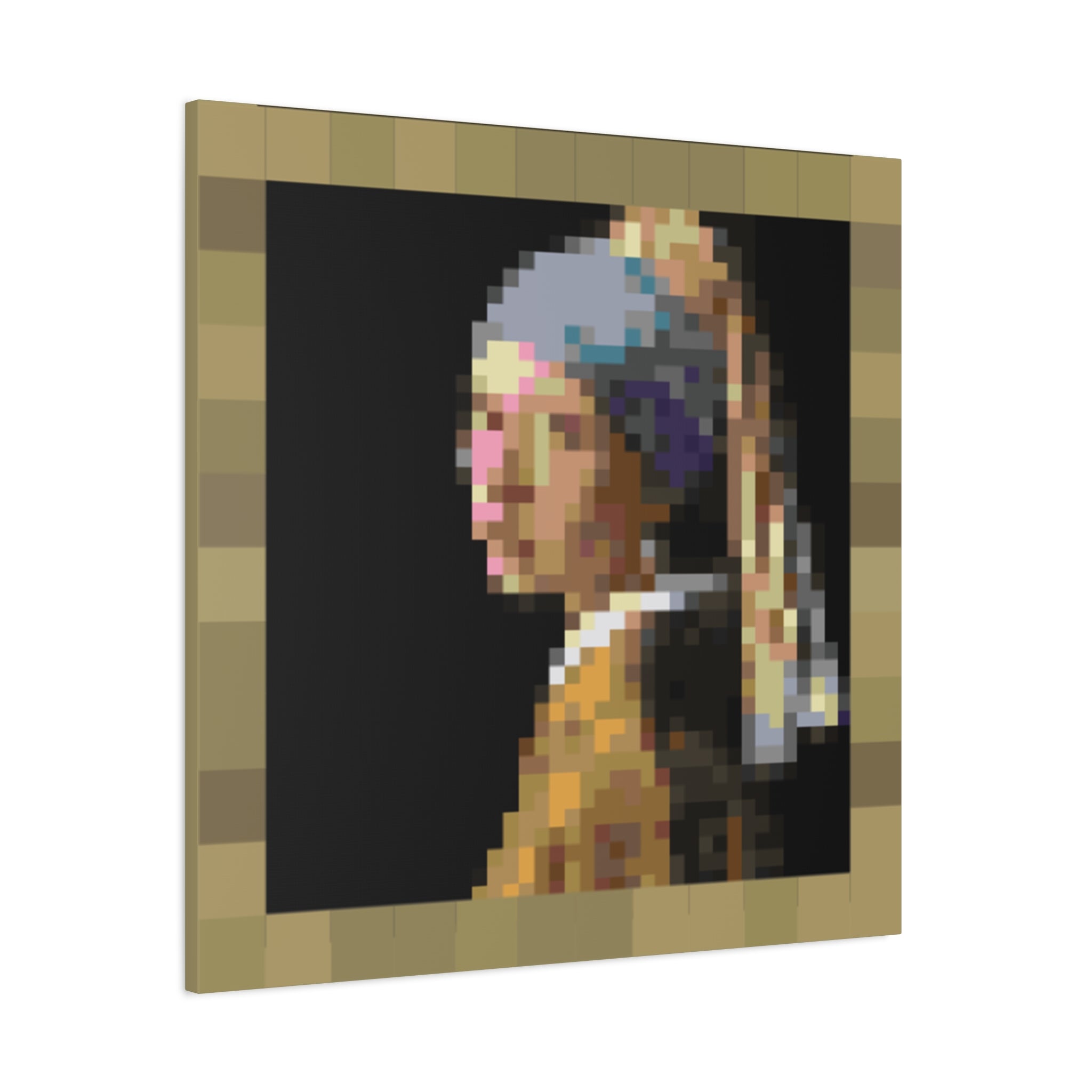 Girl with a Pearl Earring Pixel-Style Matte Canvas Print