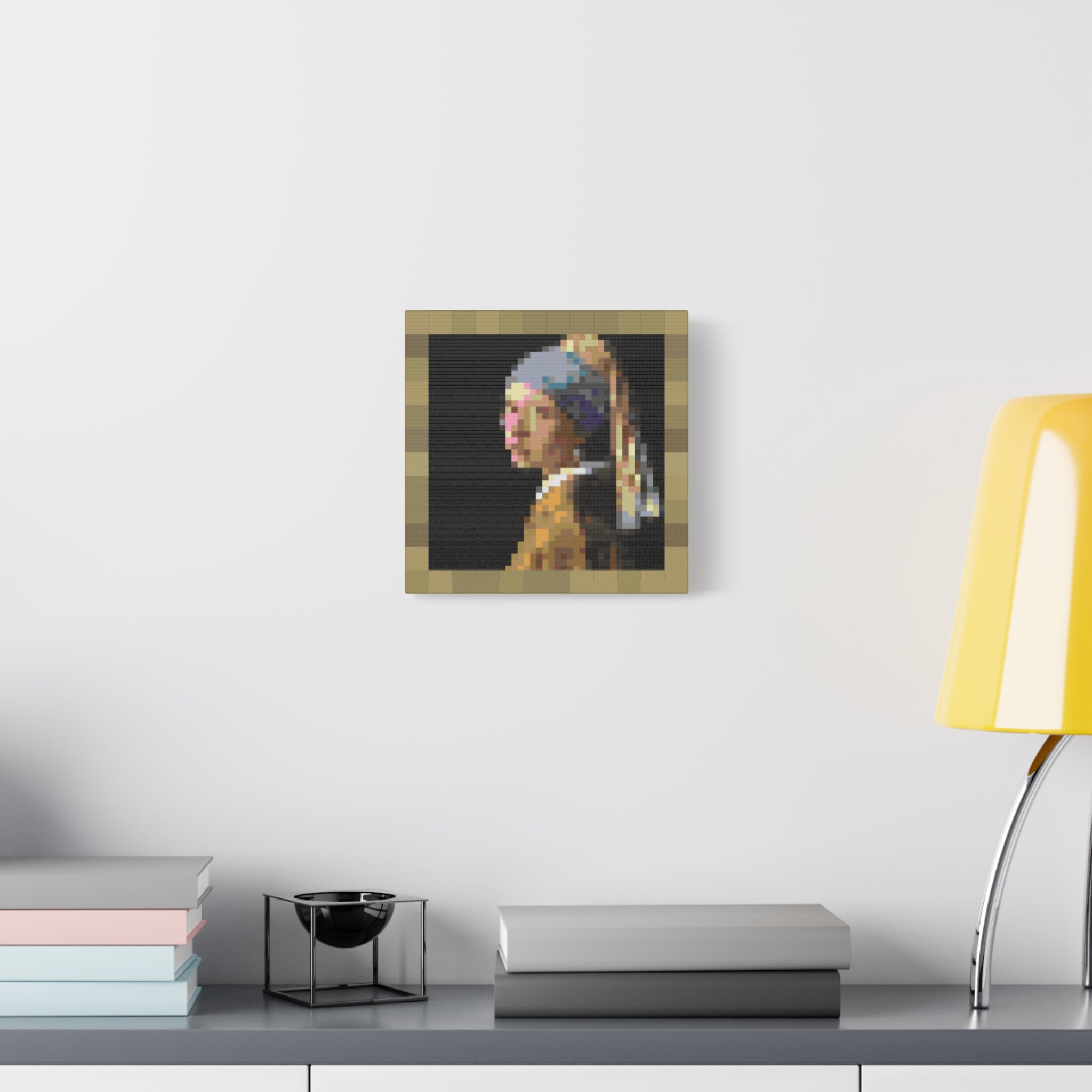 Girl with a Pearl Earring Pixel-Style Matte Canvas Print