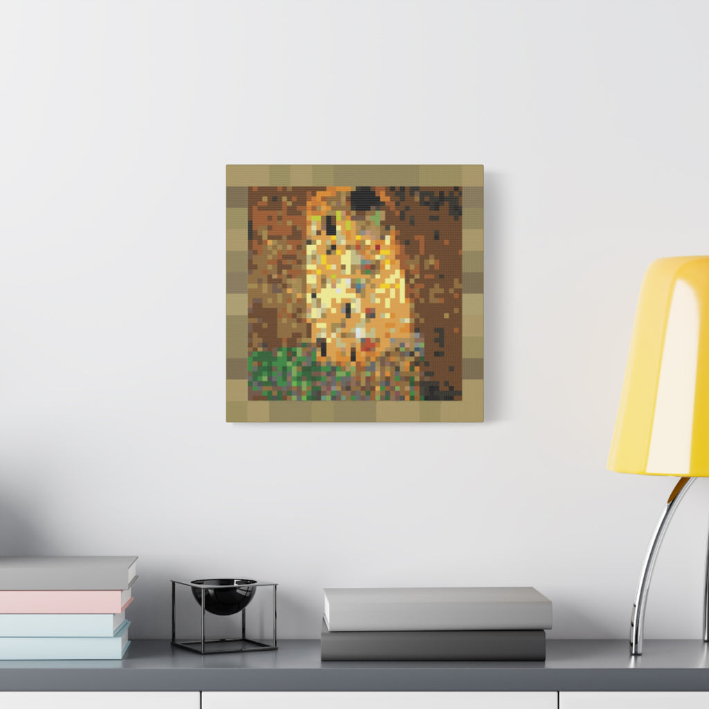 The Kiss Pixel-Style Matte Canvas Print