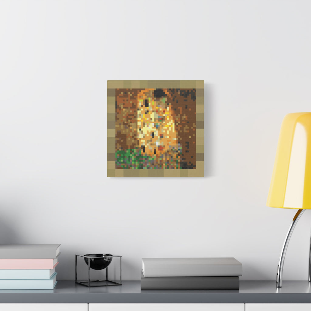 The Kiss Pixel-Style Matte Canvas Print