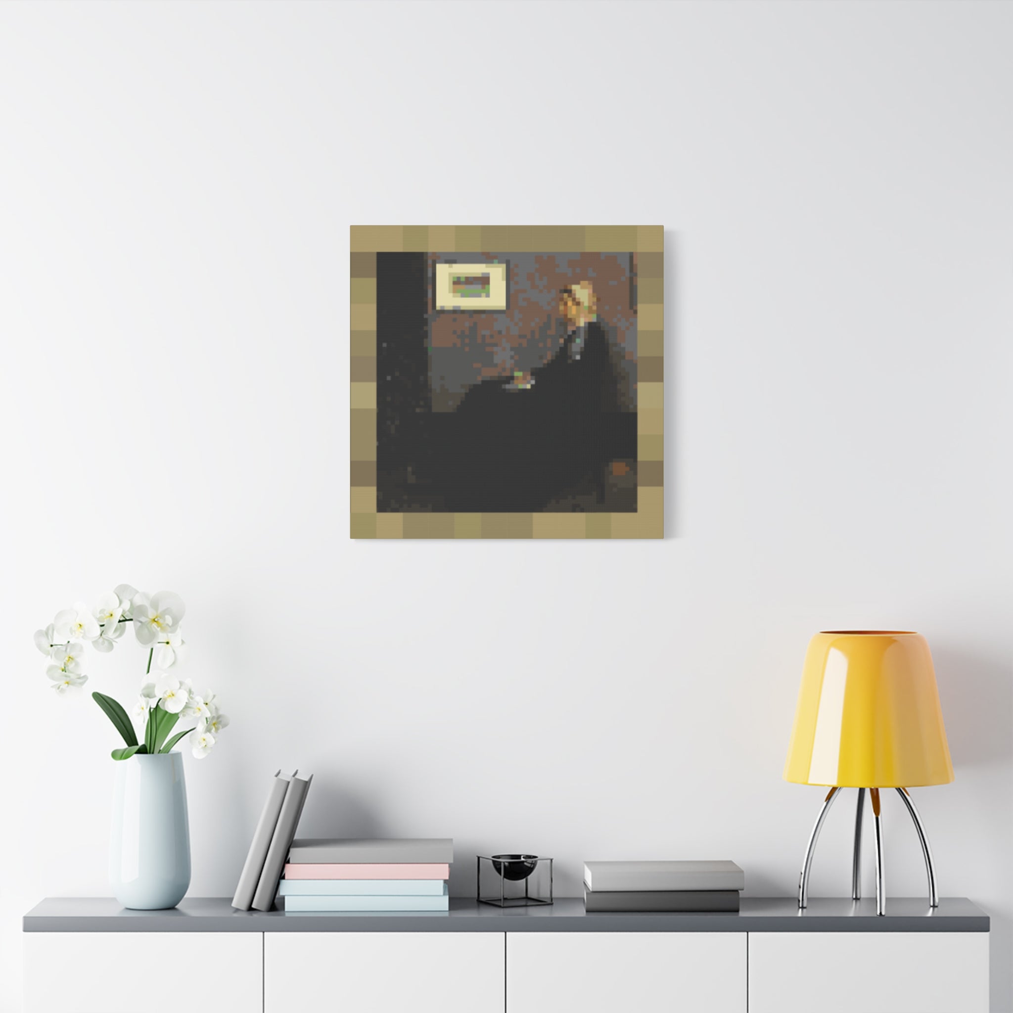 Whistler's Mother Pixel-Style Matte Canvas Print