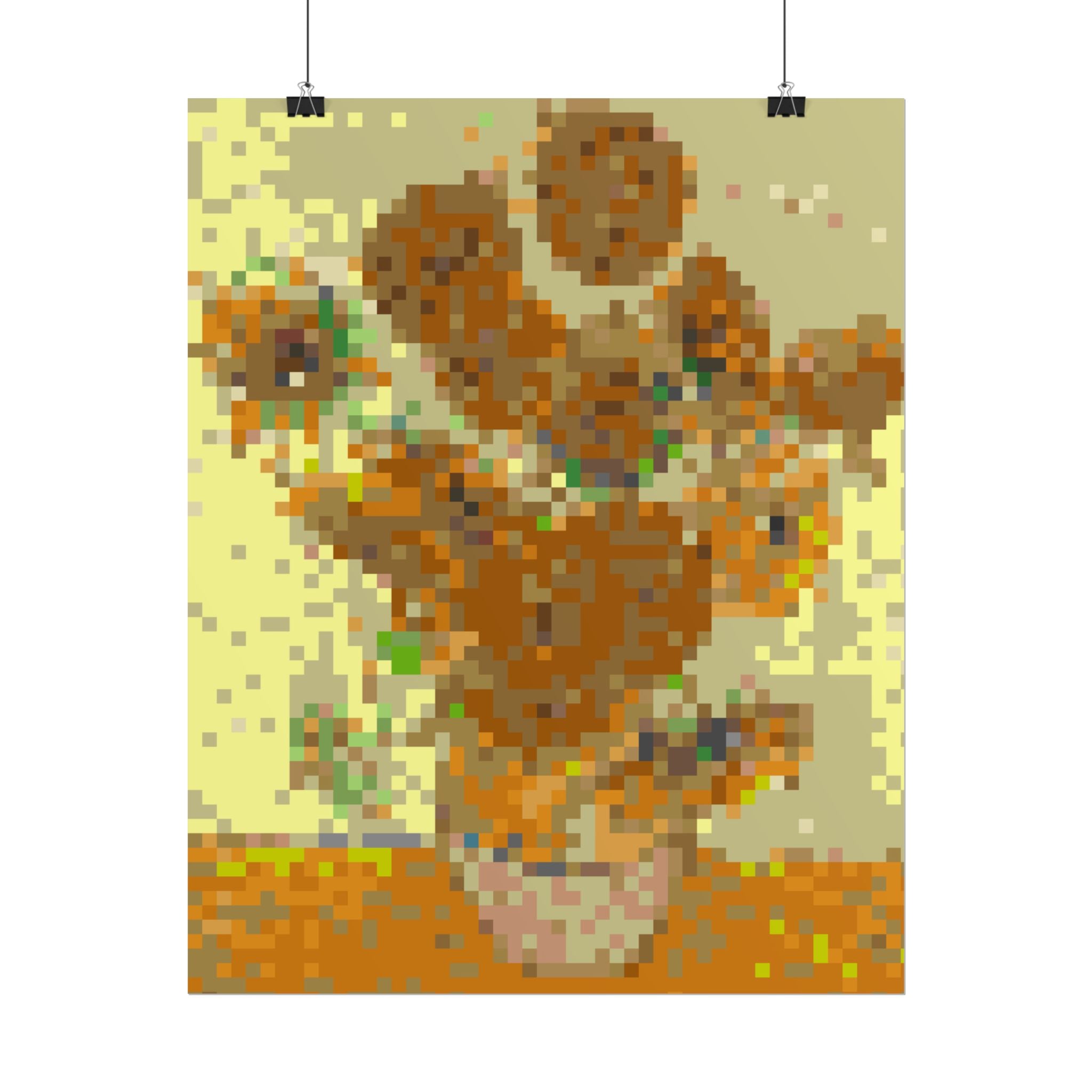 Sunflowers Pixel-Style Rolled Art Print