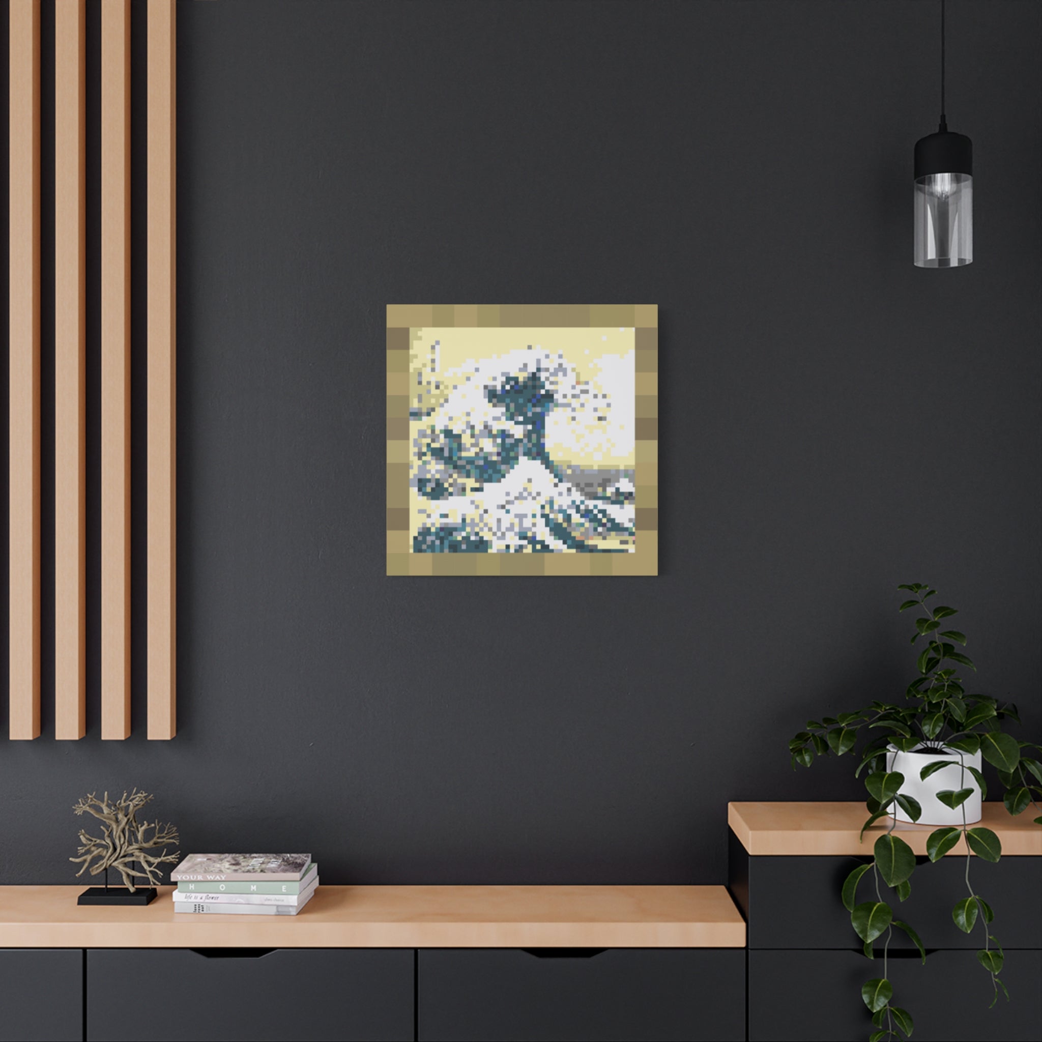 The Great Wave Pixel-Style Matte Canvas Print