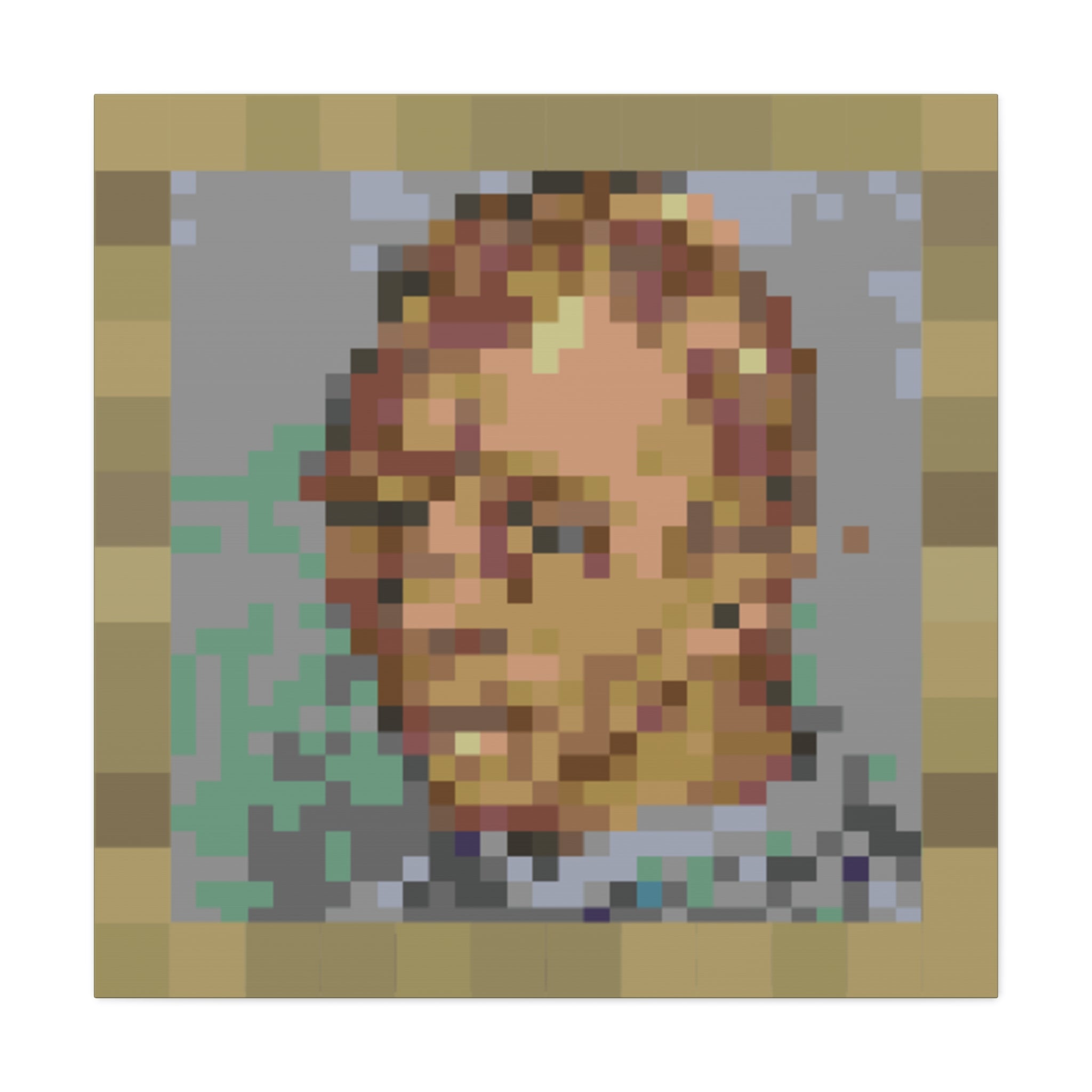 L'artiste Sans Barbe Pixel-Style Matte Canvas Print