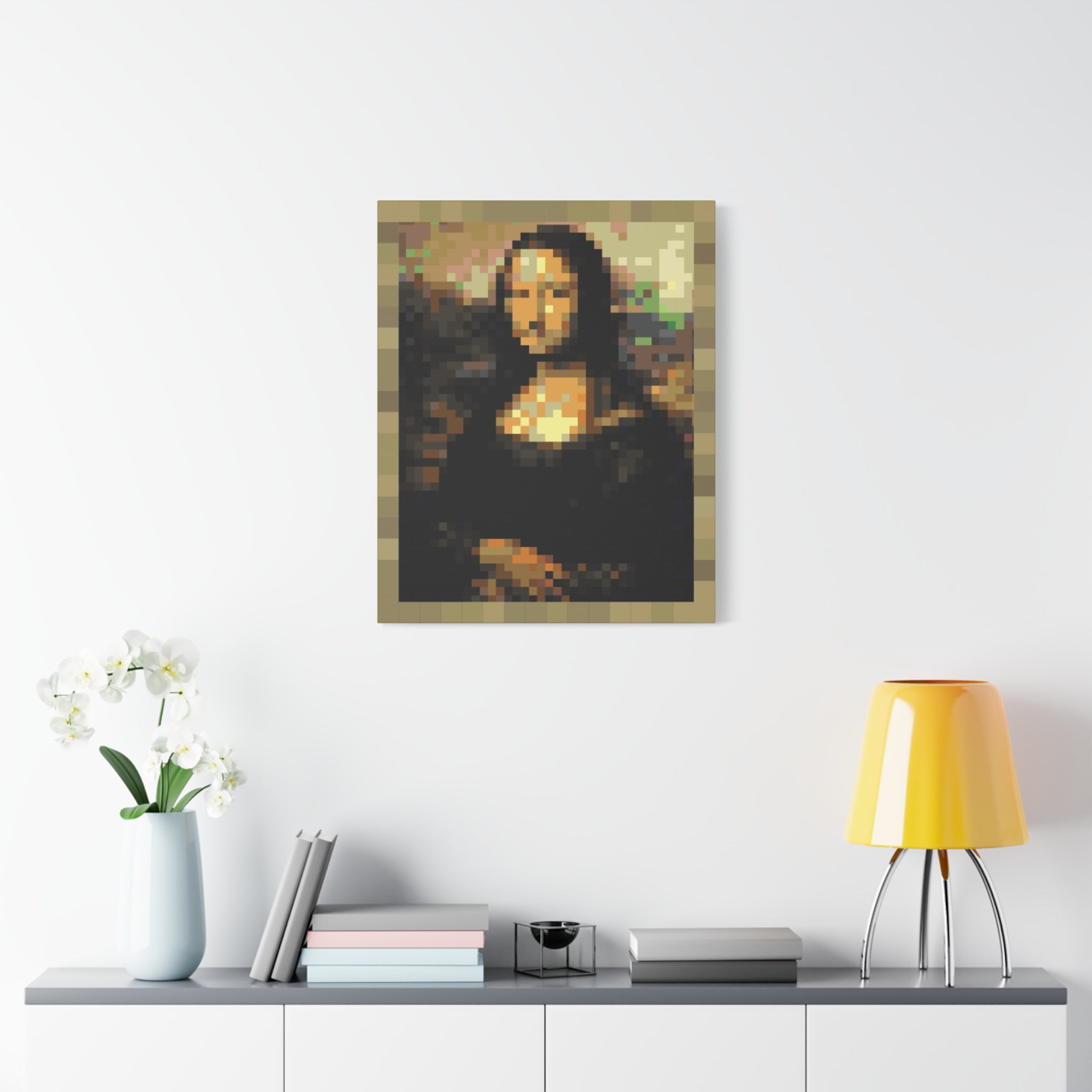 Mona Lisa Pixel-Style Matte Canvas Print