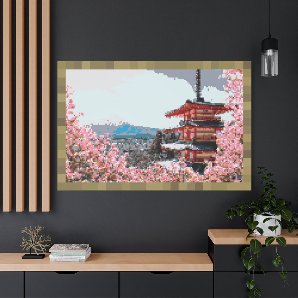 Japanese Cherry Blossom Name Pixel-Style Matte Canvas Print
