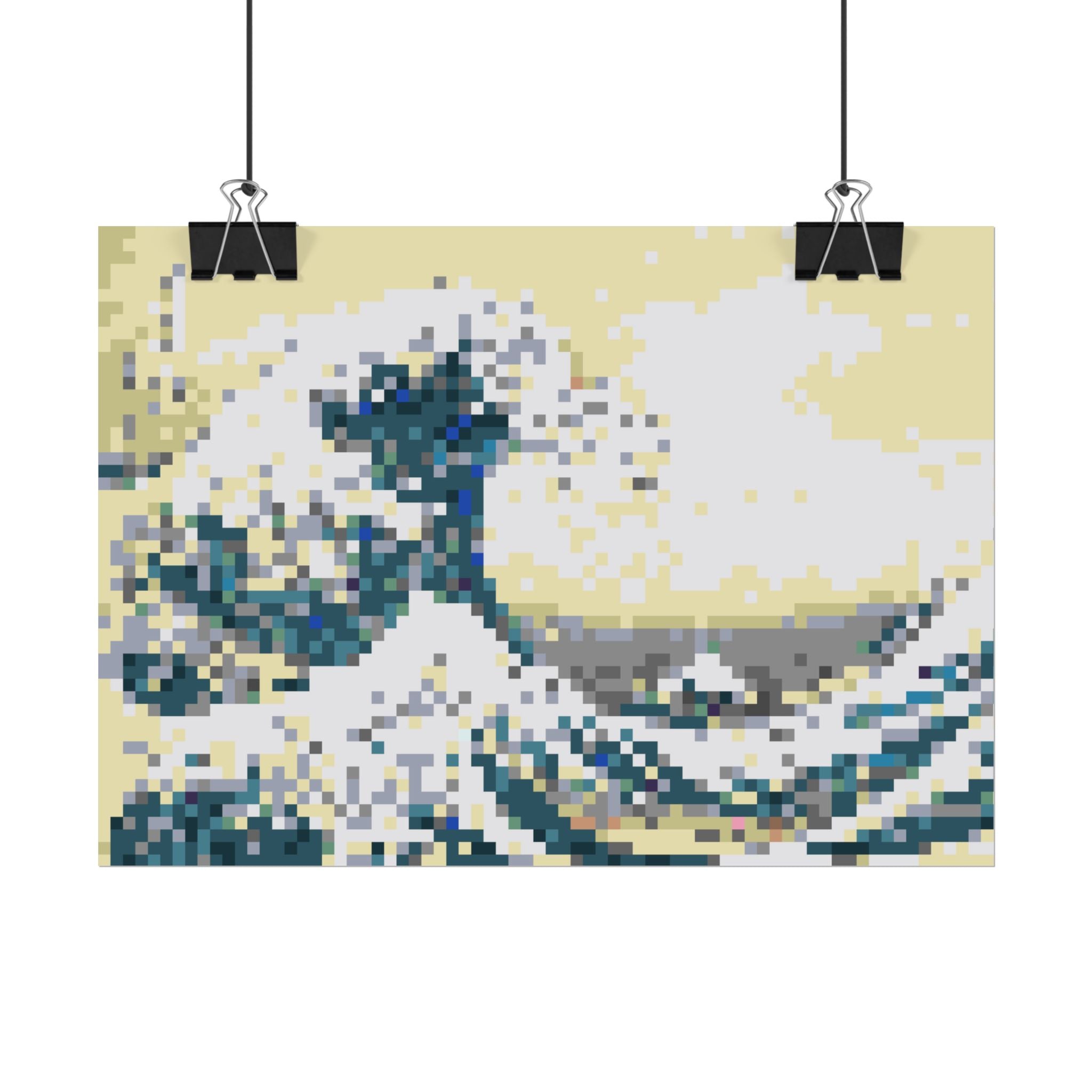 The Great Wave Pixel-Style Rolled Art Print