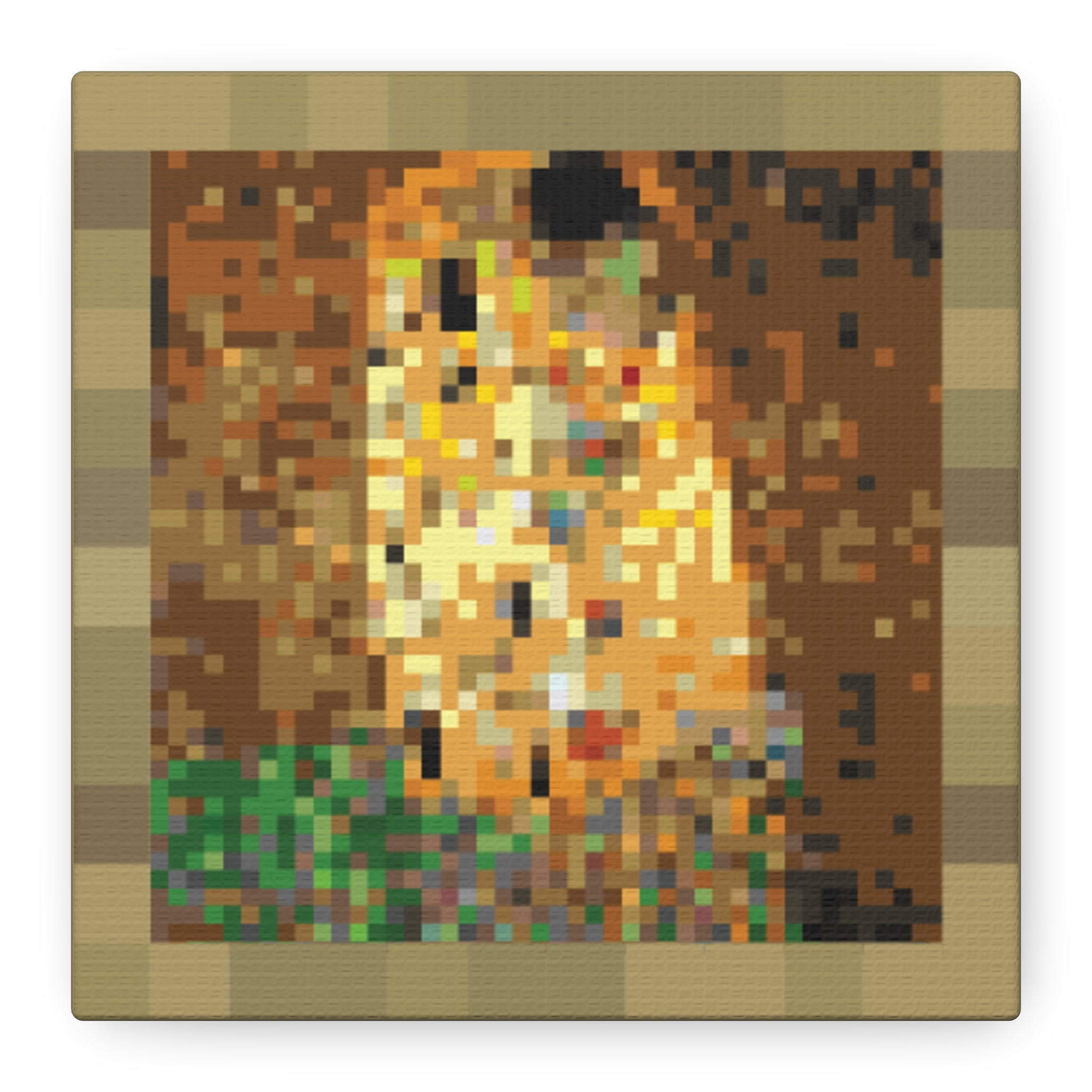The Kiss Pixel-Style Matte Canvas Print