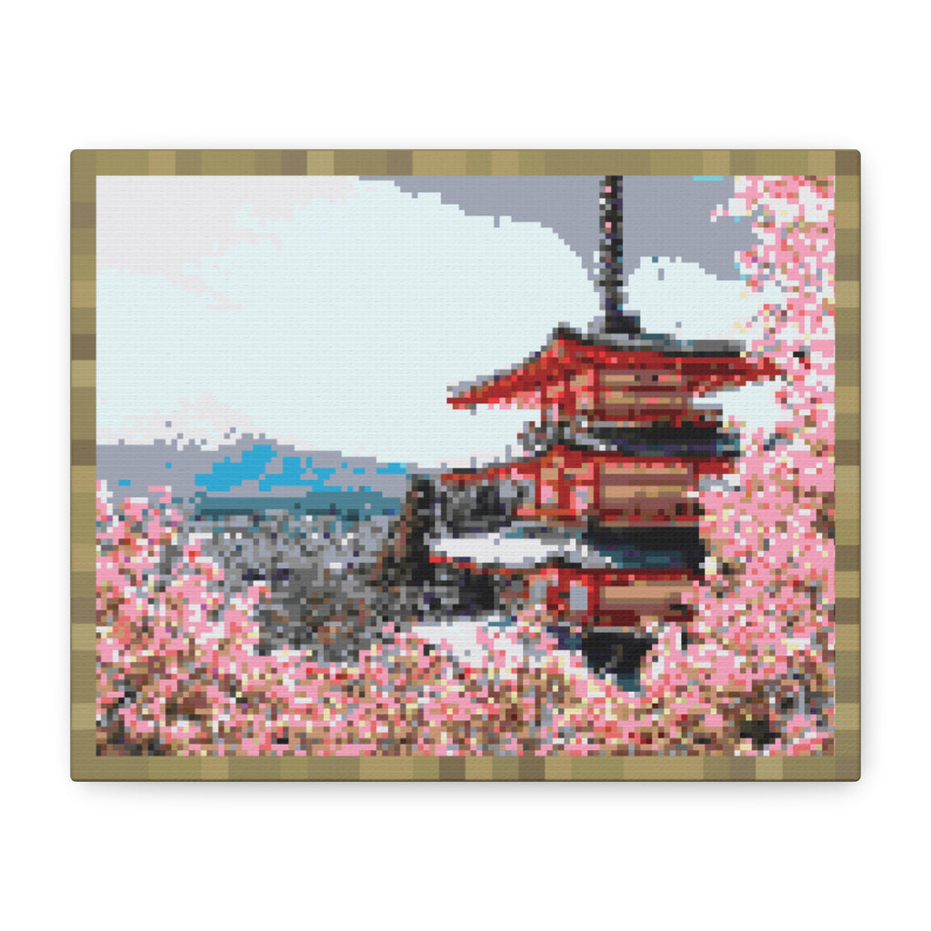 Japanese Cherry Blossom Name Pixel-Style Matte Canvas Print