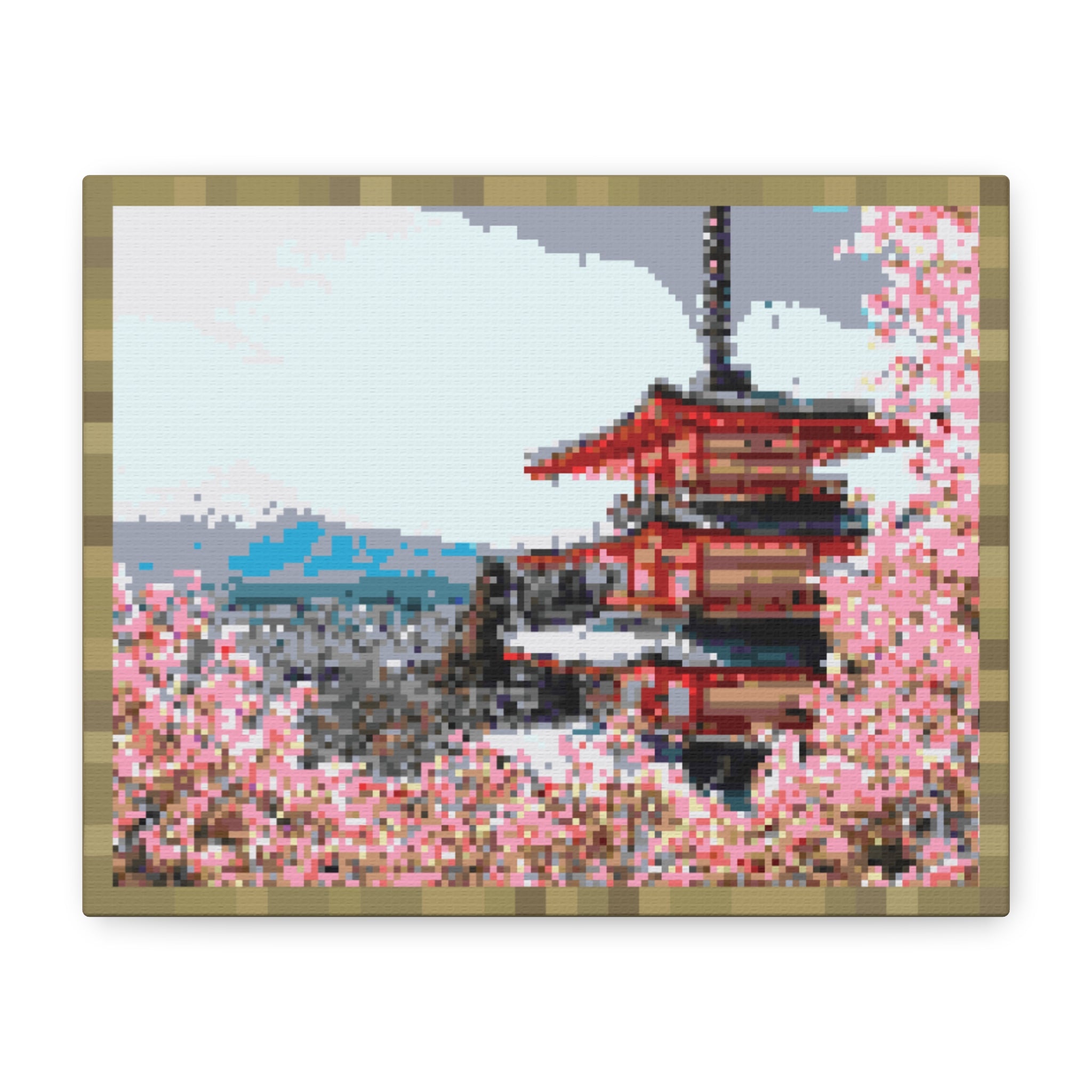 Japanese Cherry Blossom Name Pixel-Style Matte Canvas Print