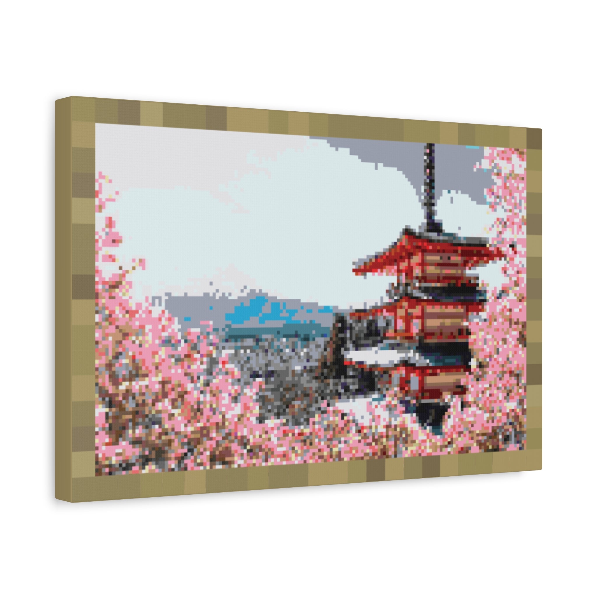 Japanese Cherry Blossom Name Pixel-Style Matte Canvas Print
