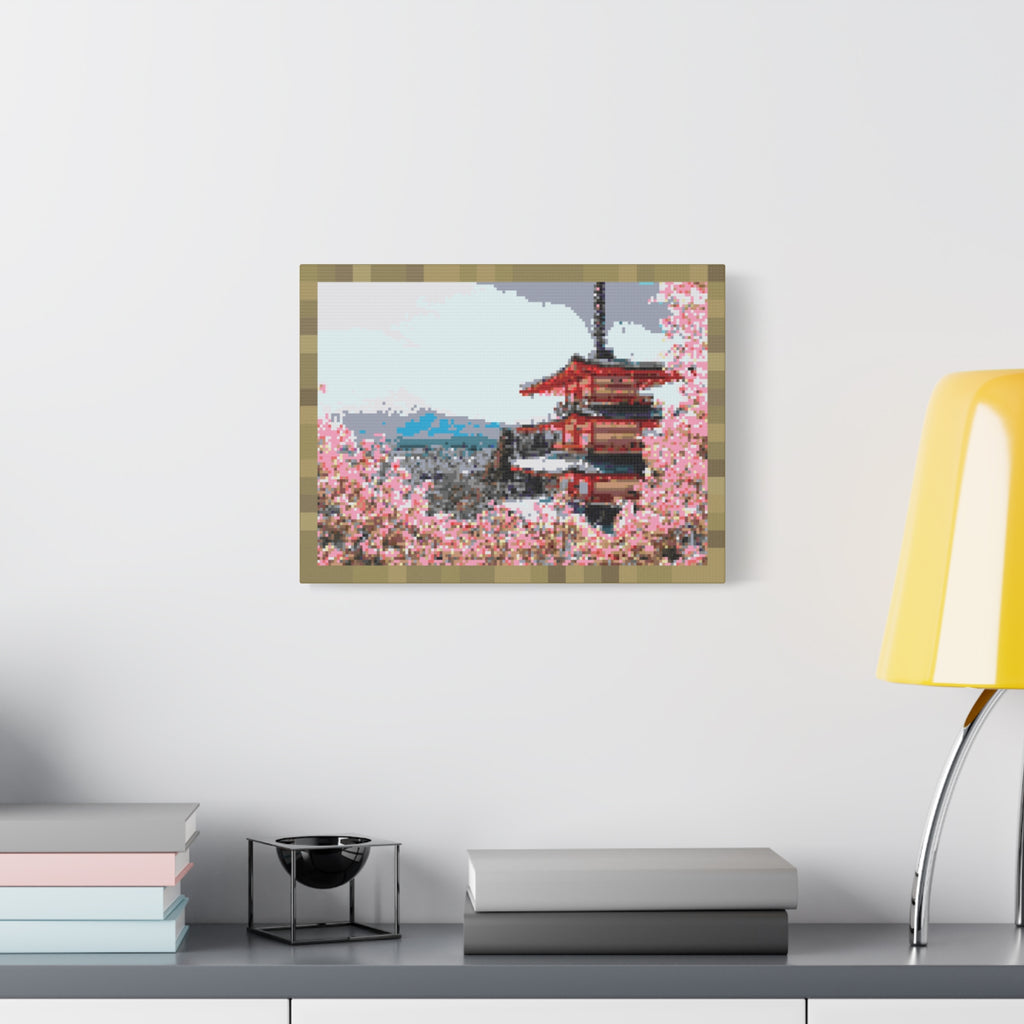 Japanese Cherry Blossom Name Pixel-Style Matte Canvas Print