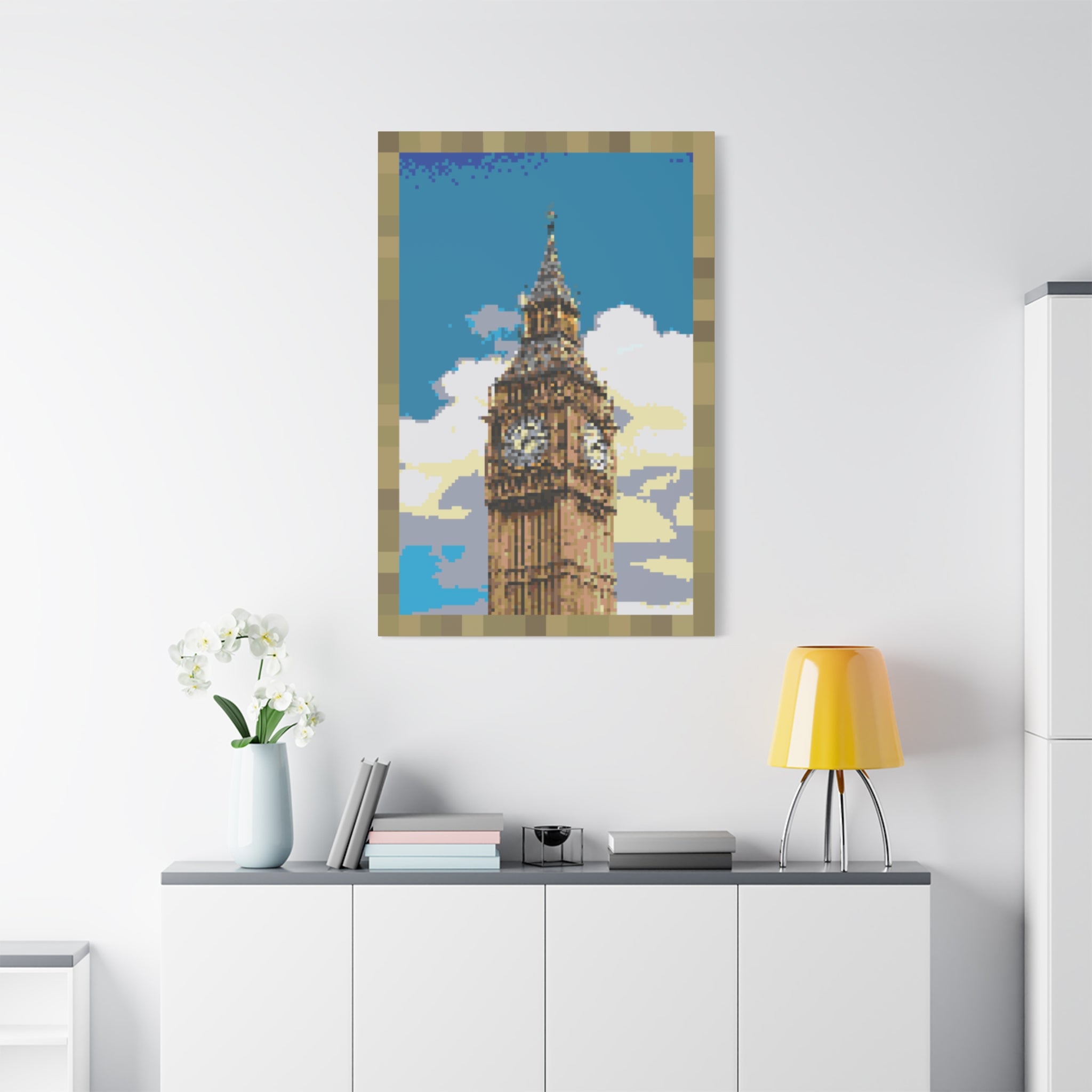 Big Ben Pixel-Style Matte Canvas Print