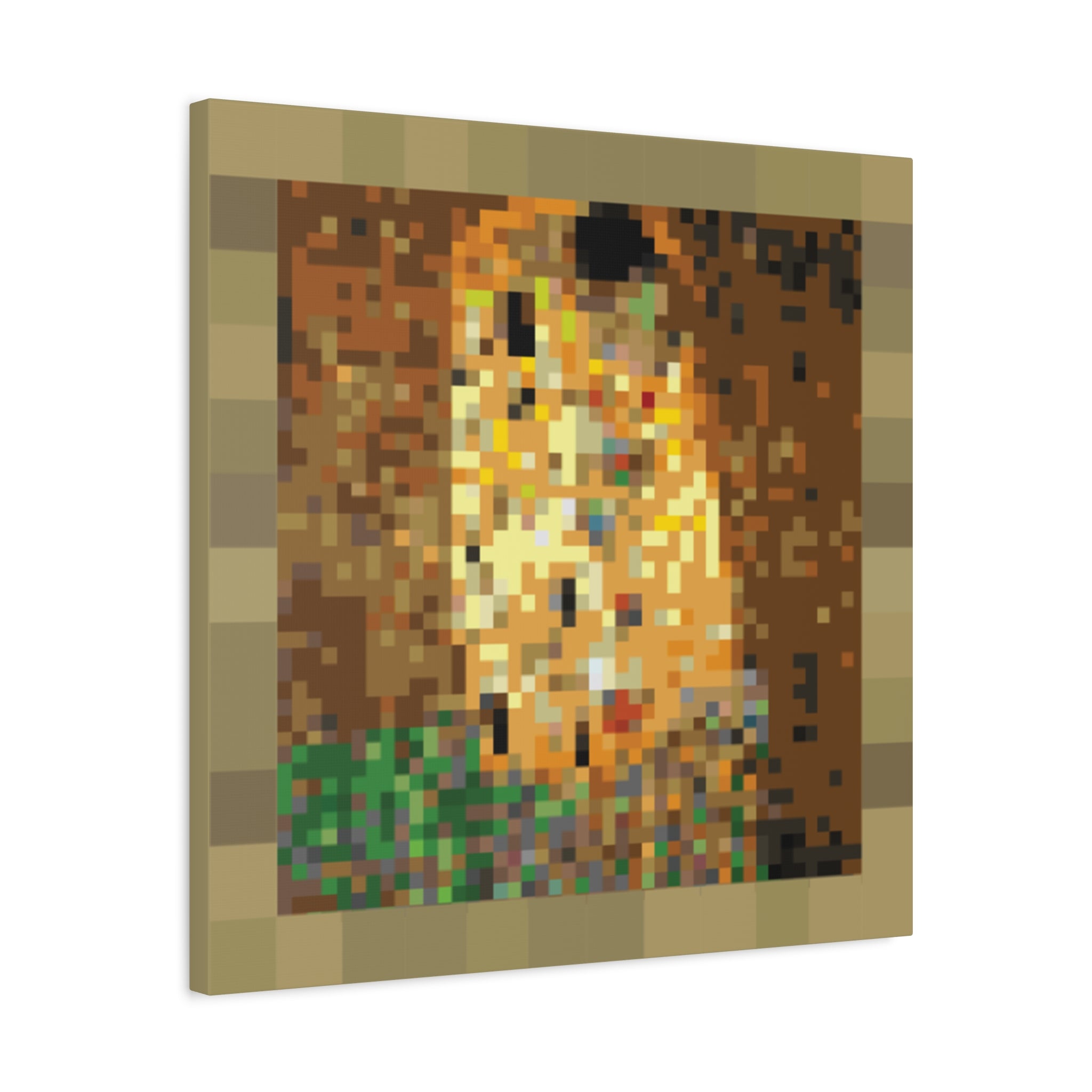 The Kiss Pixel-Style Matte Canvas Print